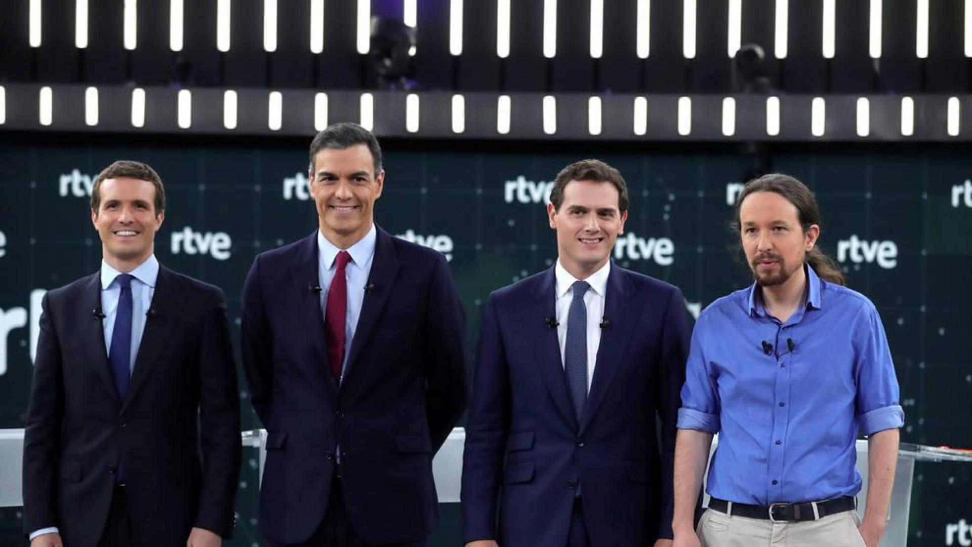 Los cuatro candidatos, en el último debate de RTVE.