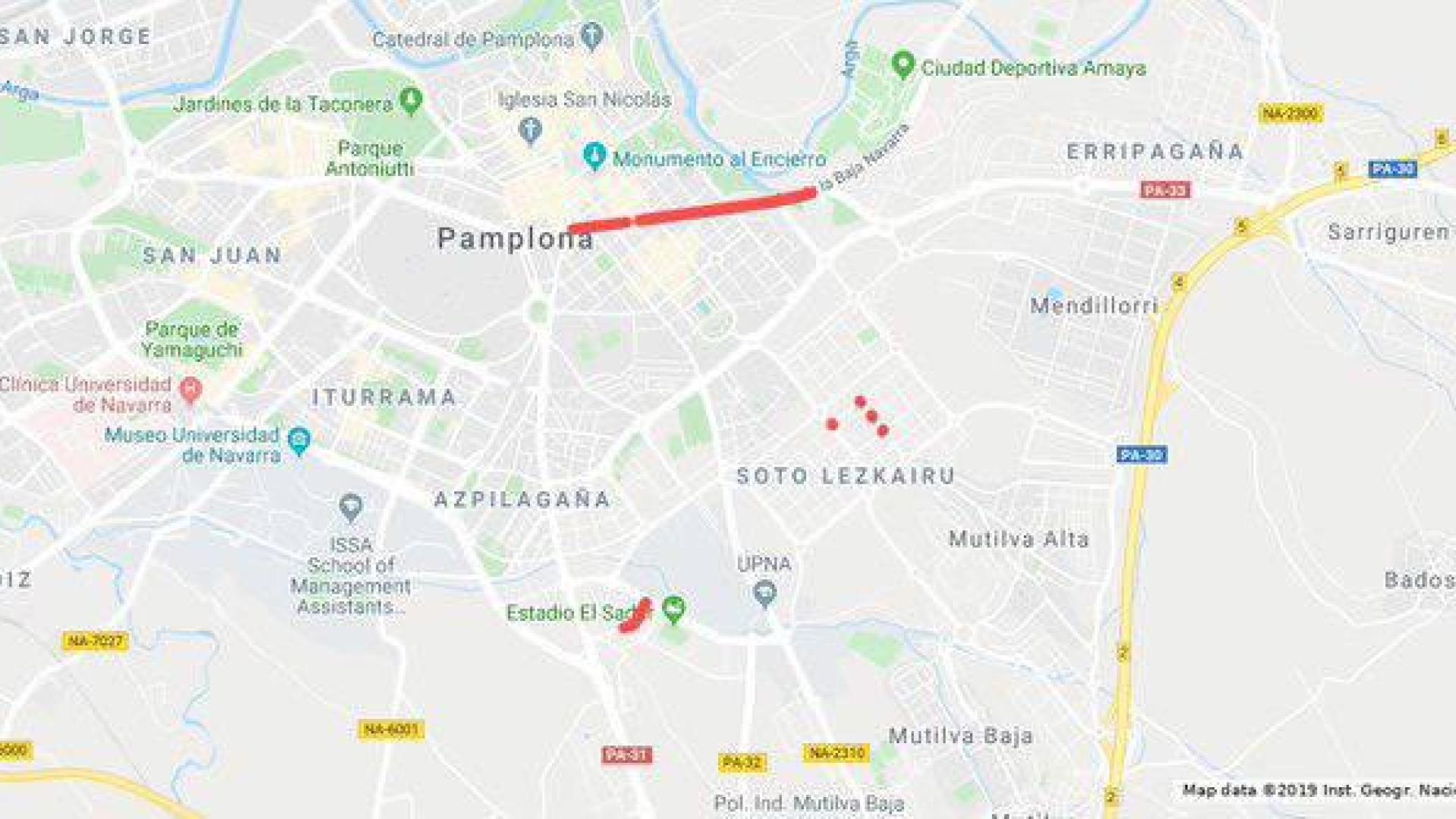 Estos son los cortes de tráfico de este lunes en Pamplona