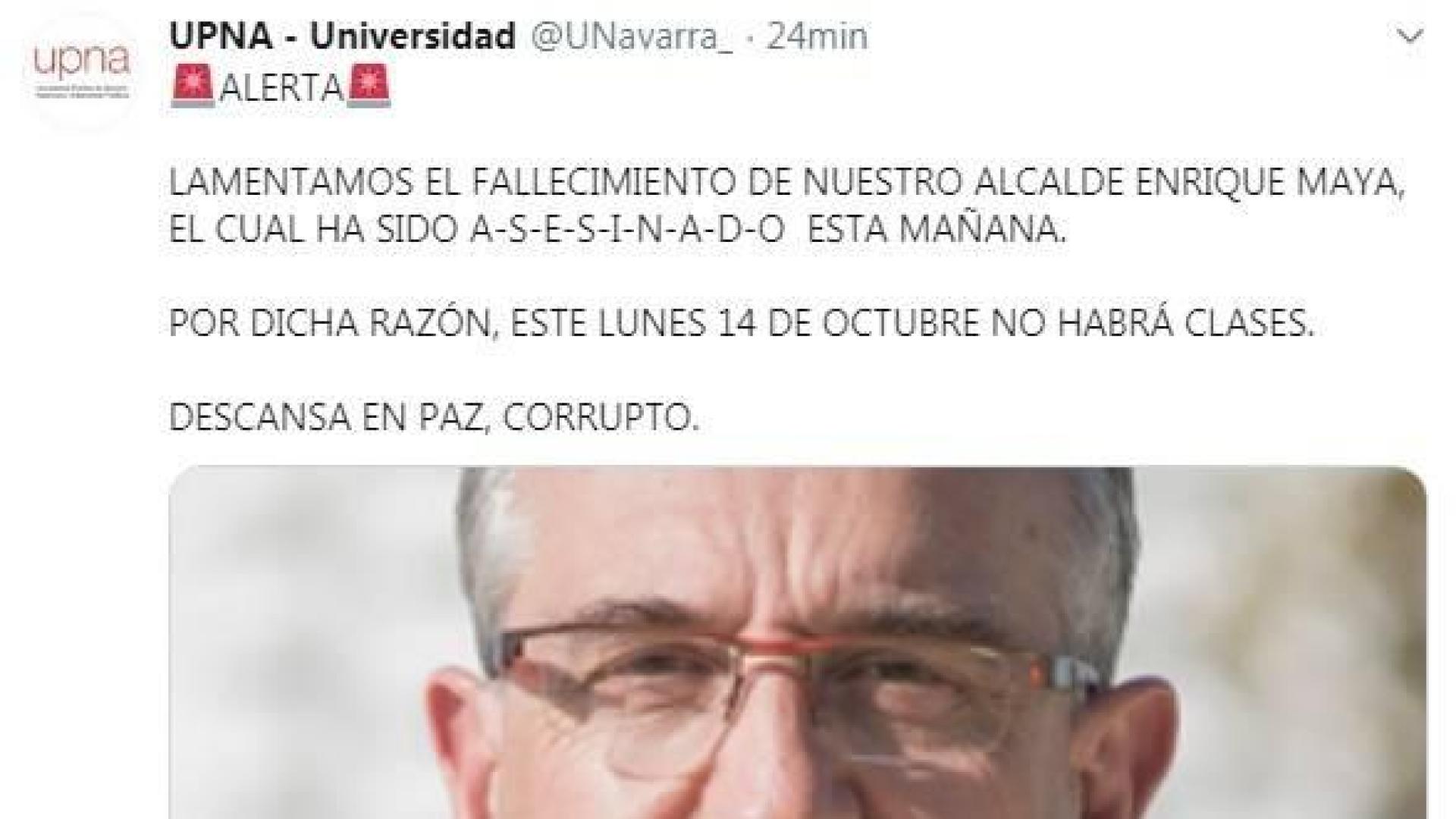 Hackean la cuenta de Twitter de la UPNA con mensajes amenazantes contra Maya