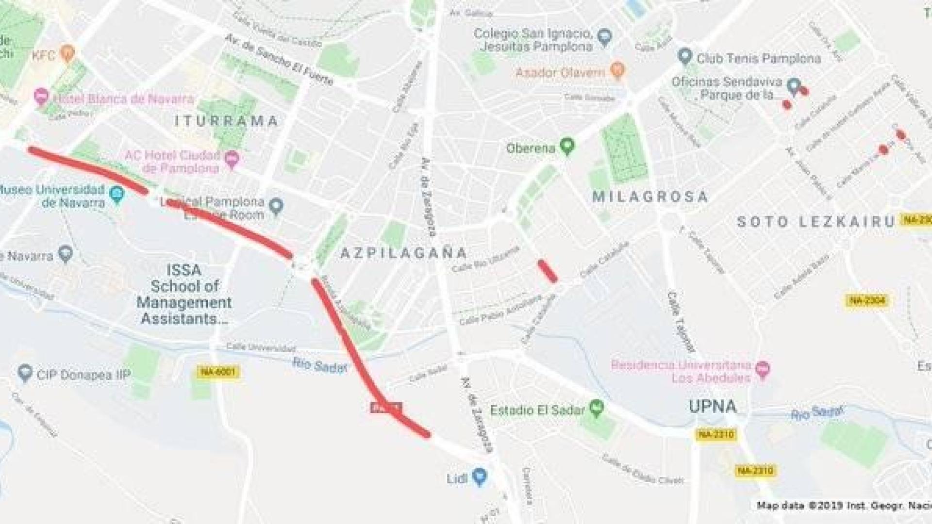 Estos son los cortes de tráfico de este jueves en Pamplona