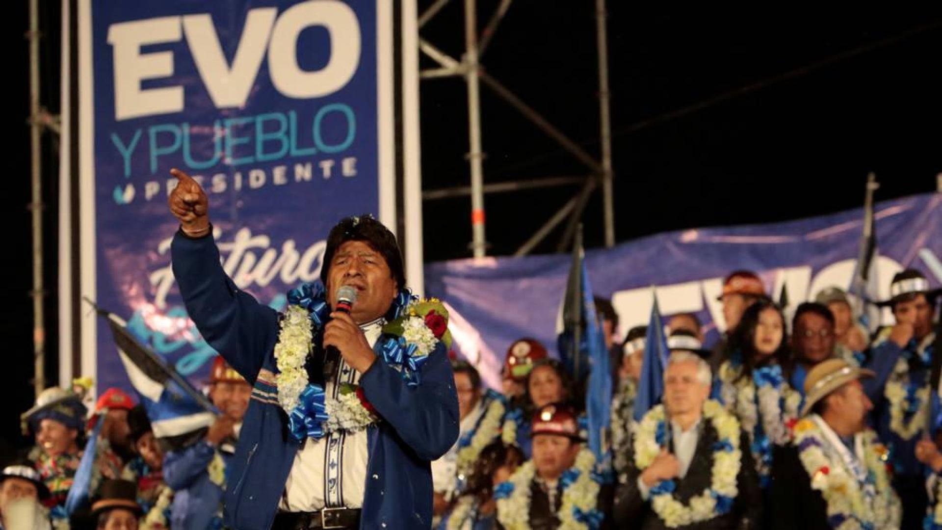 El presidente de Bolivia, Evo Morales, durante su acto de cierre de campaña el pasado 16 de octubre.