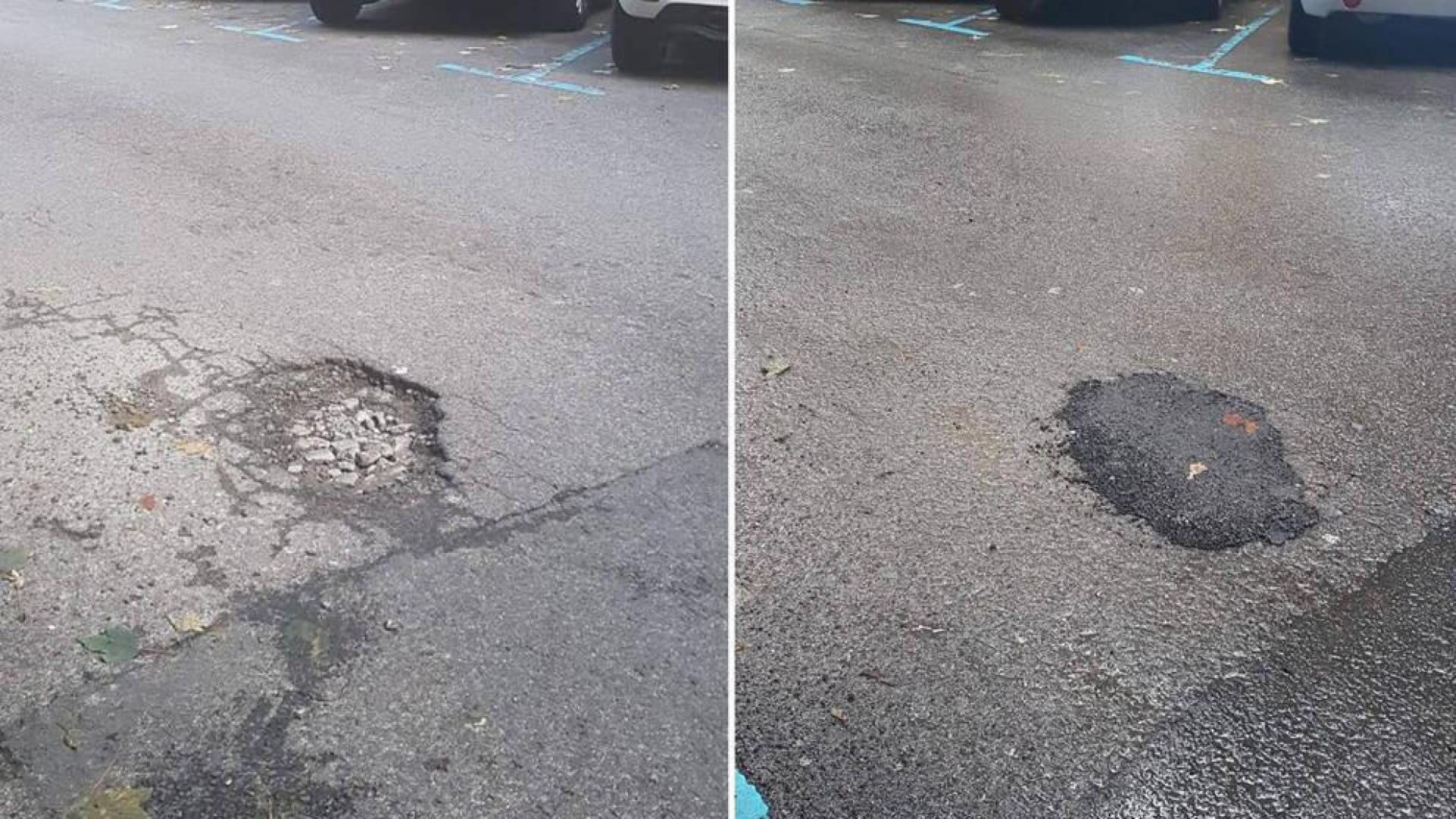 El Ayuntamiento repara los socavones de la calle Sangüesa de Pamplona