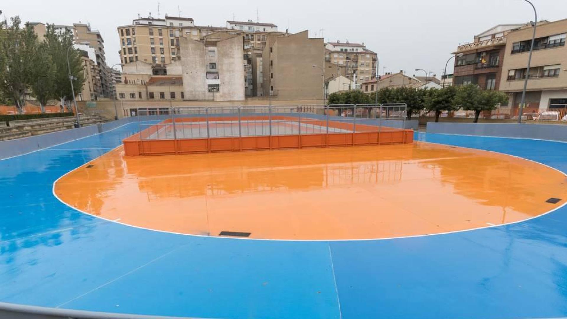 Estado actual del Patinódromo, a la espera de su arreglo definitivo.