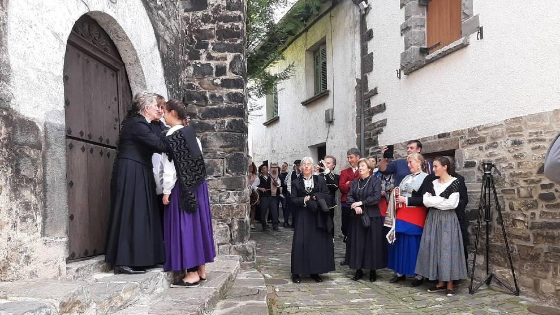 Simulación de la despedida que hacían las 'golondrinas' antes de cruzar hacia Francia.