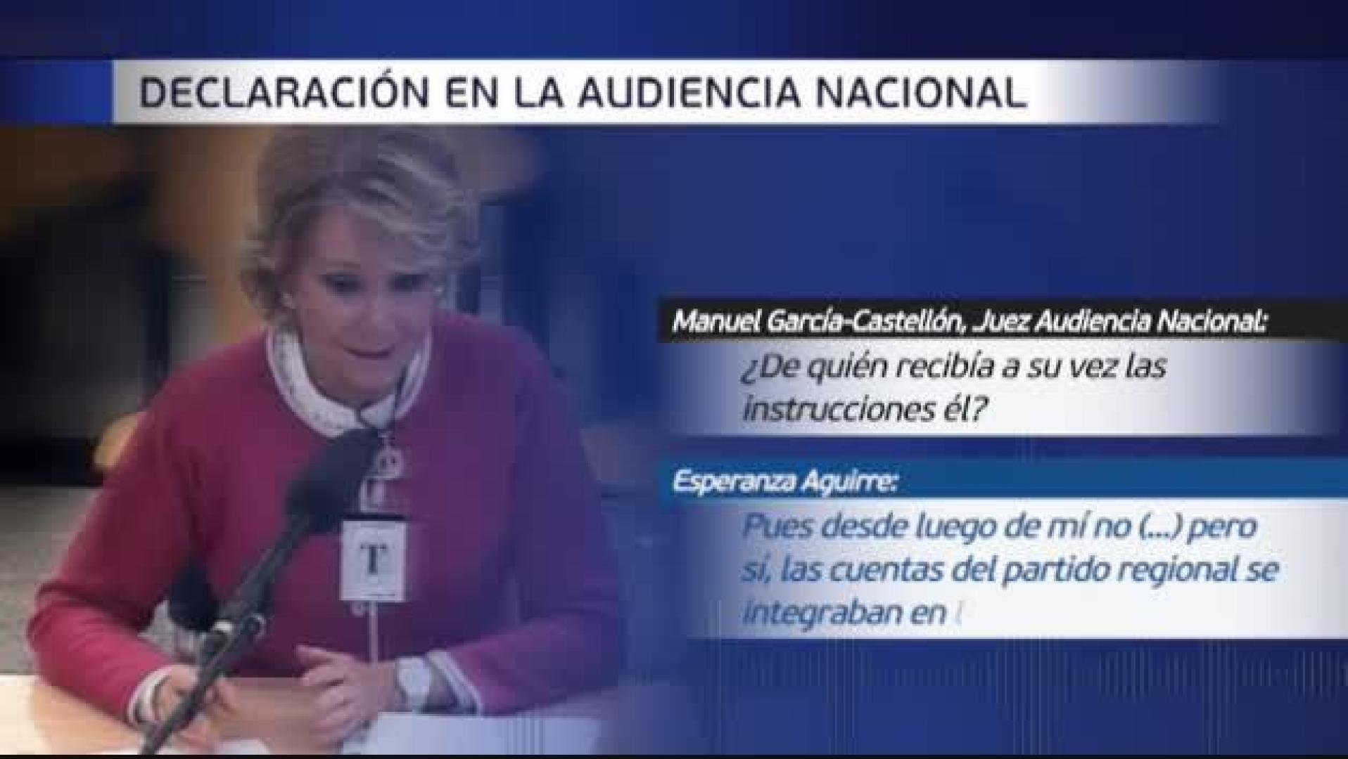 Aguirre se desmarcó de la presunta financiación ilegal del PP en la Audiencia Nacional