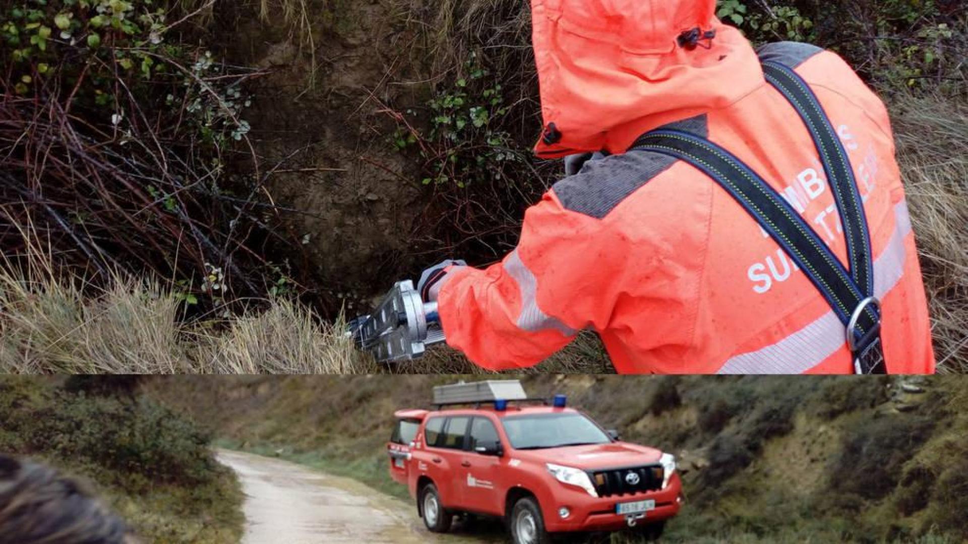 Los bomberos rescatan a una perra en Arróniz