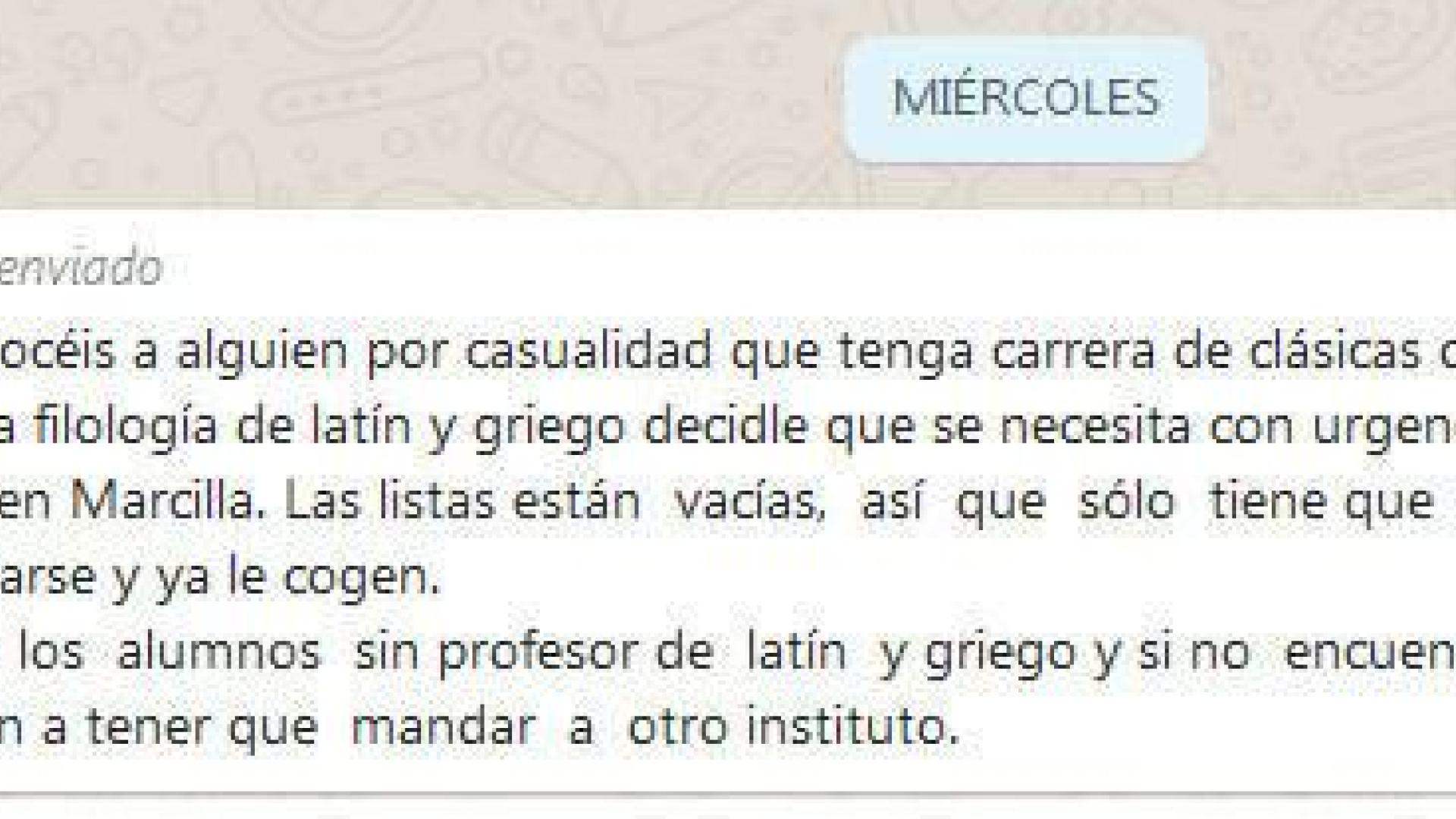 El instituto de Marcilla desmiente el bulo que corre por Whatsapp sobre su profesor de latín y griego