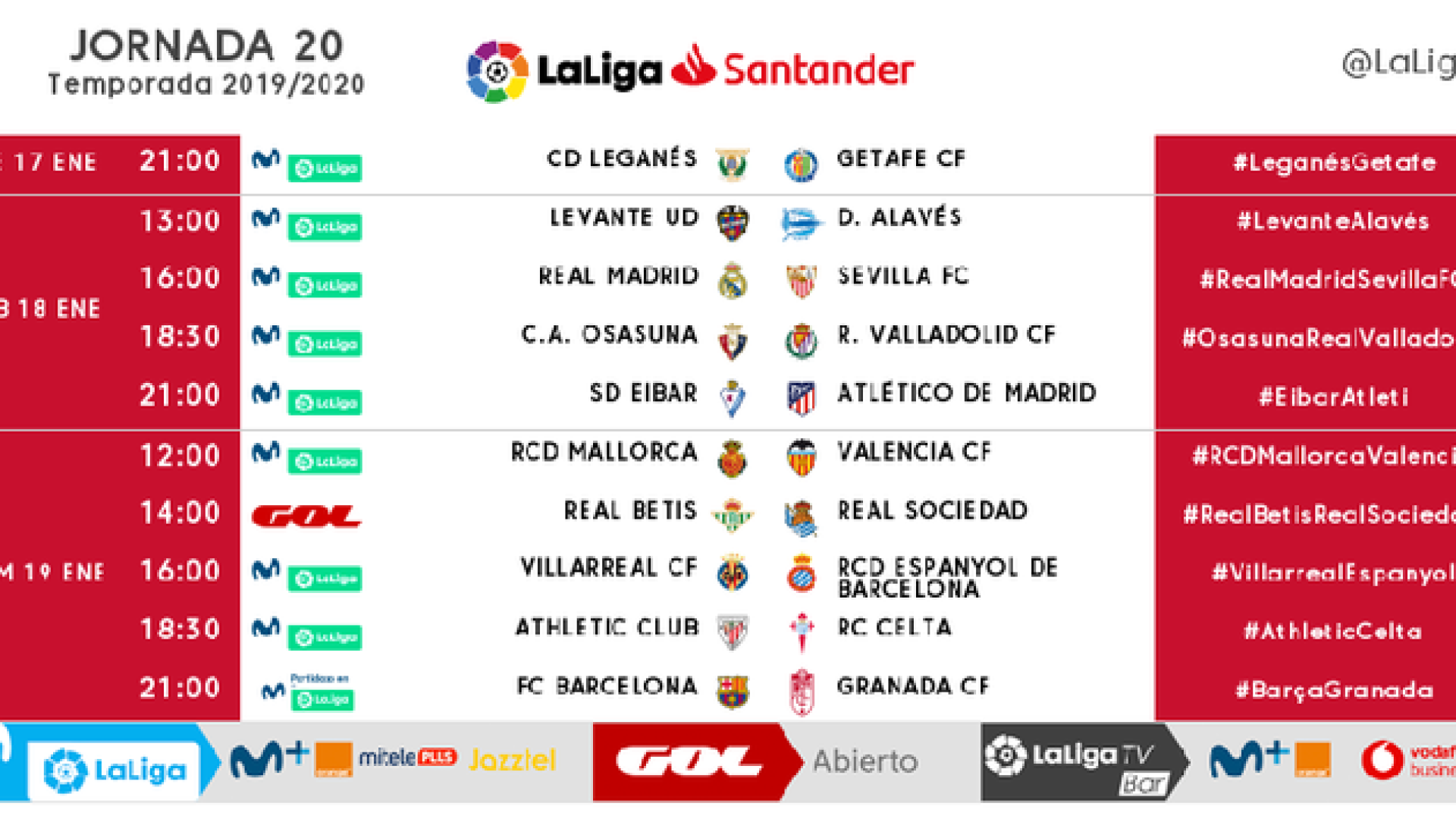 El Osasuna-Valladolid se jugará el 18 de enero, sábado, a las 18:30 horas