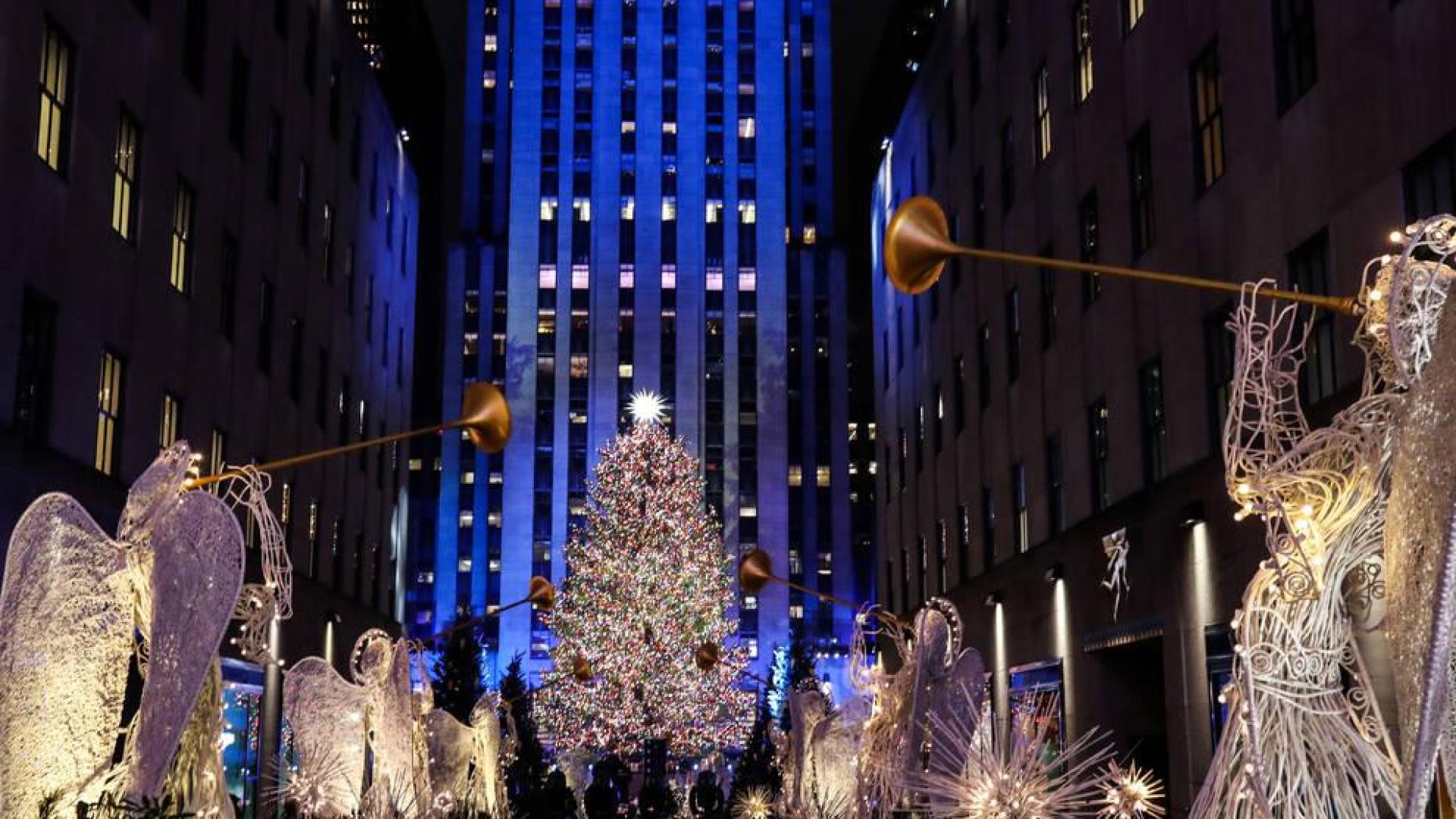 Fotos del encendido del árbol del Rockefeller Center, en Nueva York