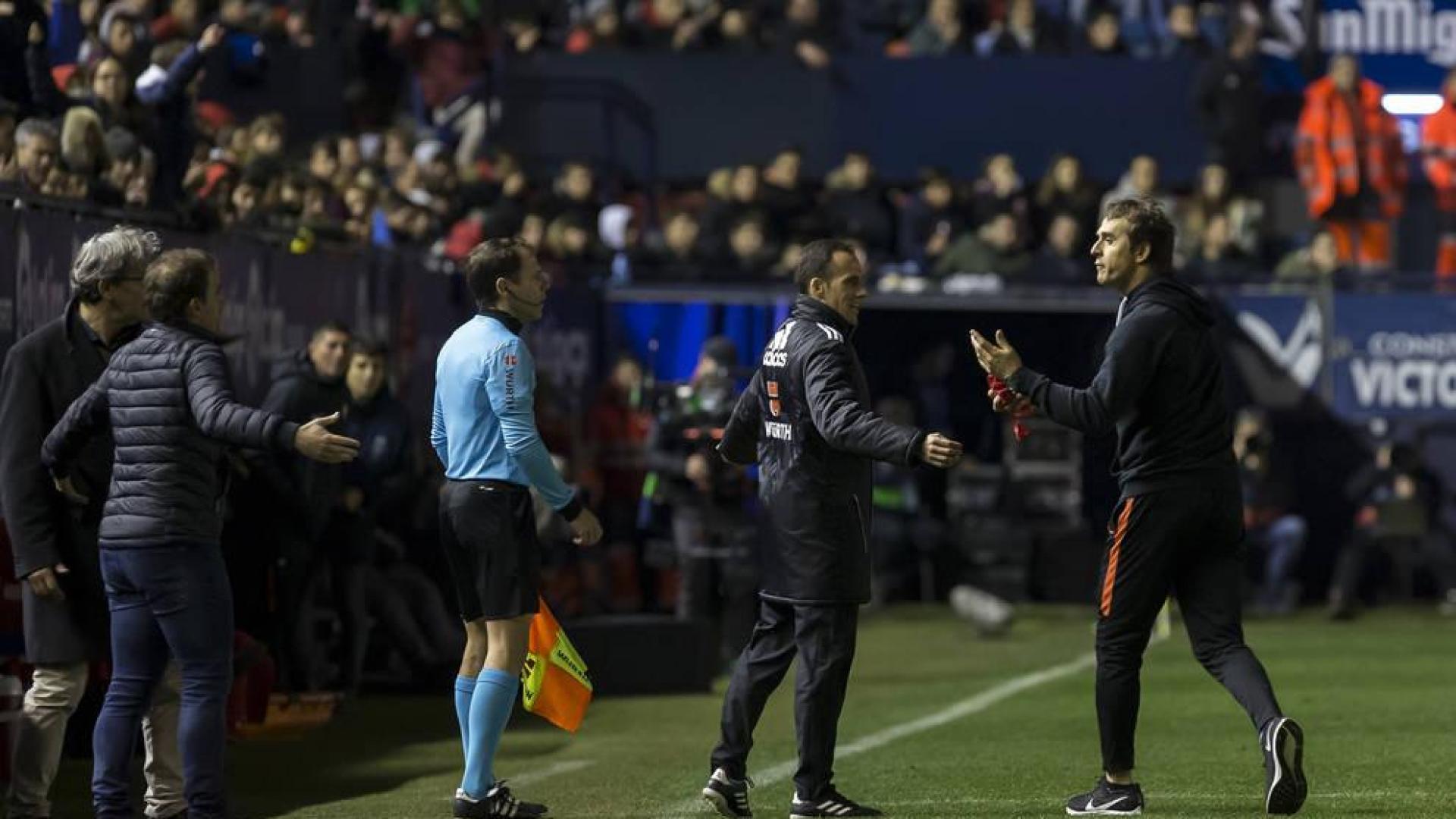 Alta tensión en el banquillo entre Arrasate y Lopetegui