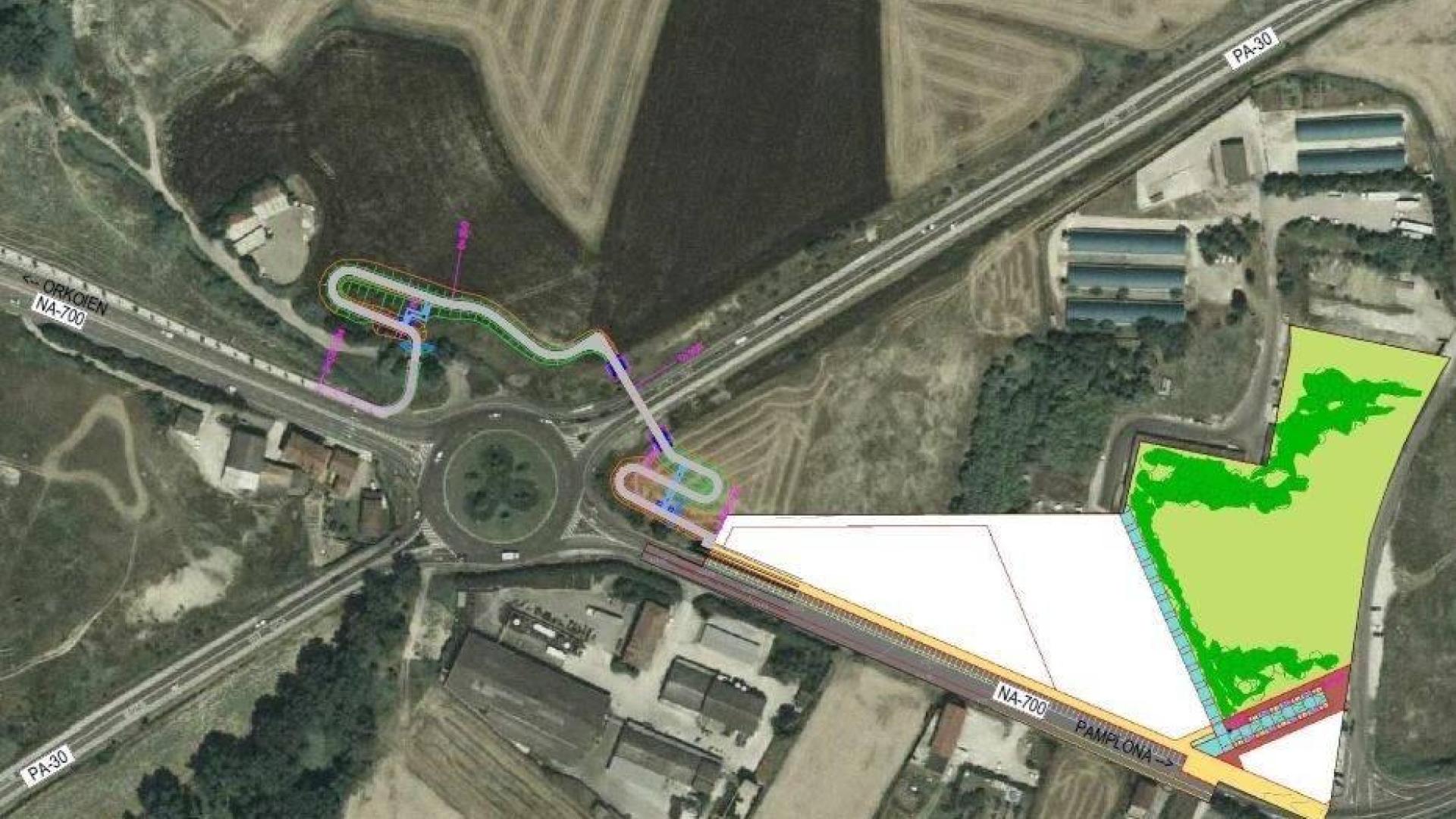 La pasarela de Orkoien contará con una senda de acceso de 430 metros