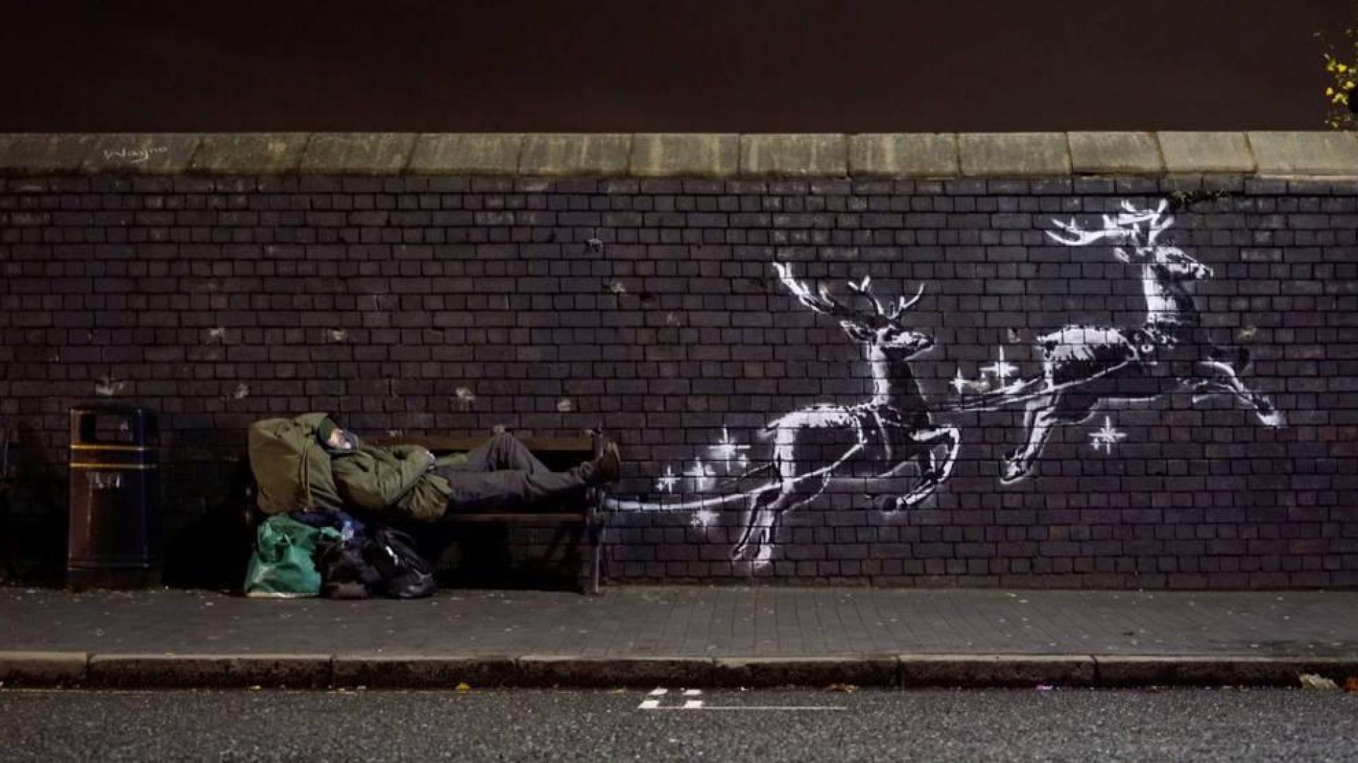 Banksy denuncia la situación de los sintecho en Navidad con un nuevo mural