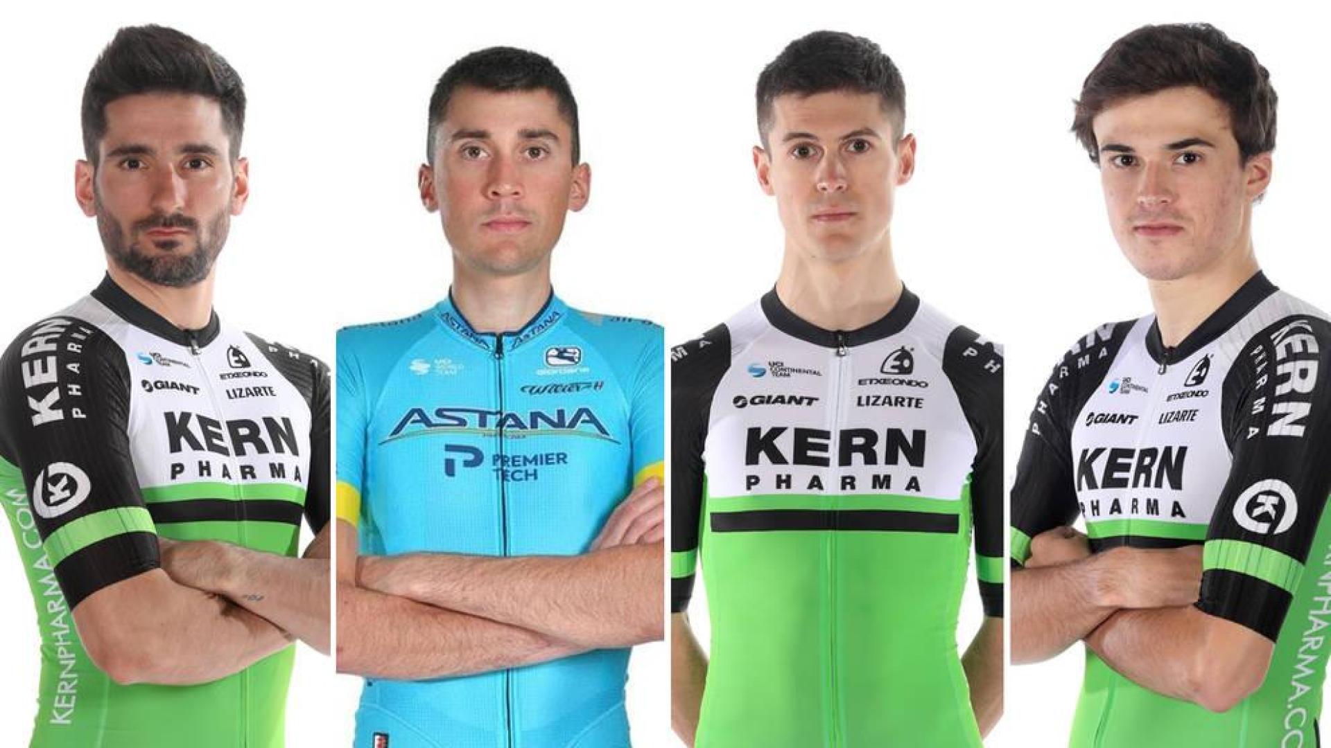 Los navarros Enrique Sanz, Óscar Rodríguez, Sergio Araiz y Urko Berrade, con sus nuevas equipaciones para 2020.