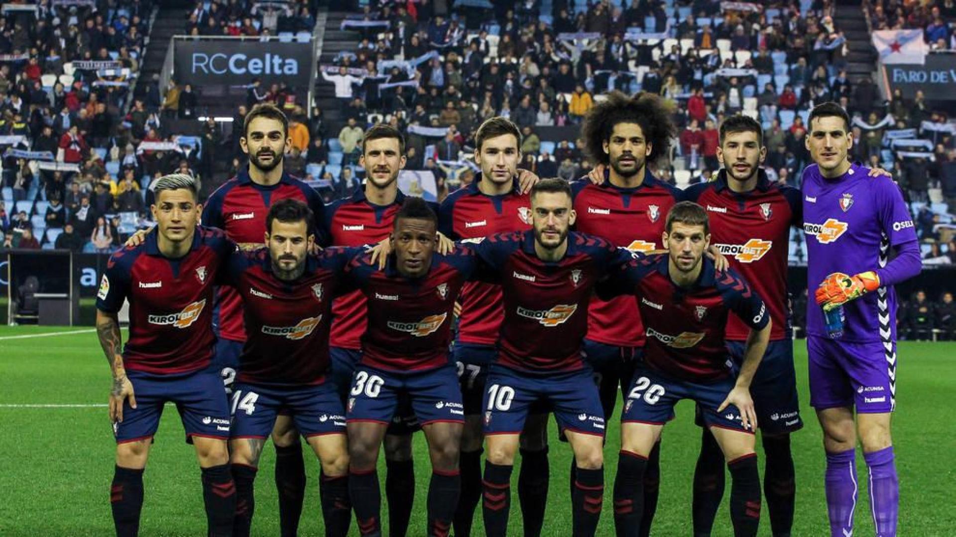 Los jugadores de Osasuna posan para los medios gráficos antes del último encuentro disputado ante el Celta de Vigo.