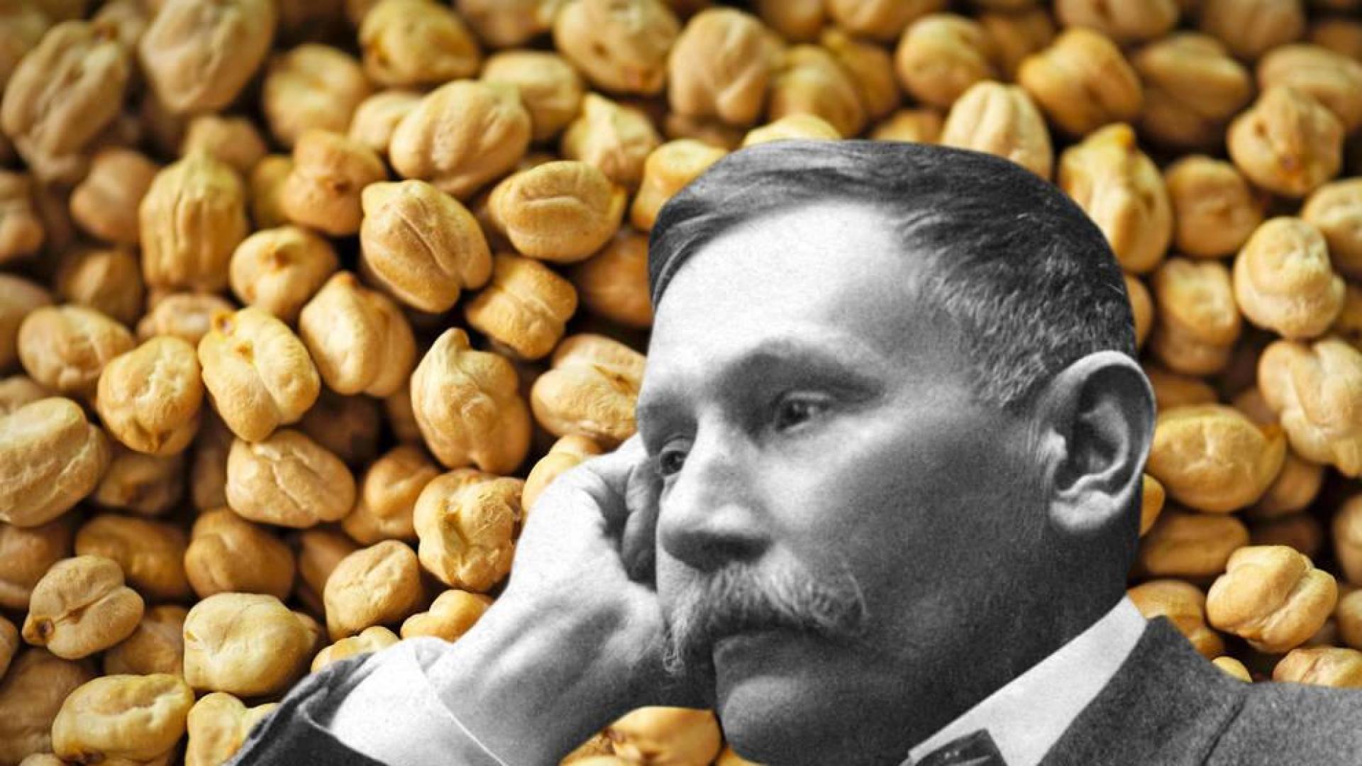 Imagen de Benito Pérez Galdos con unos garbanzos