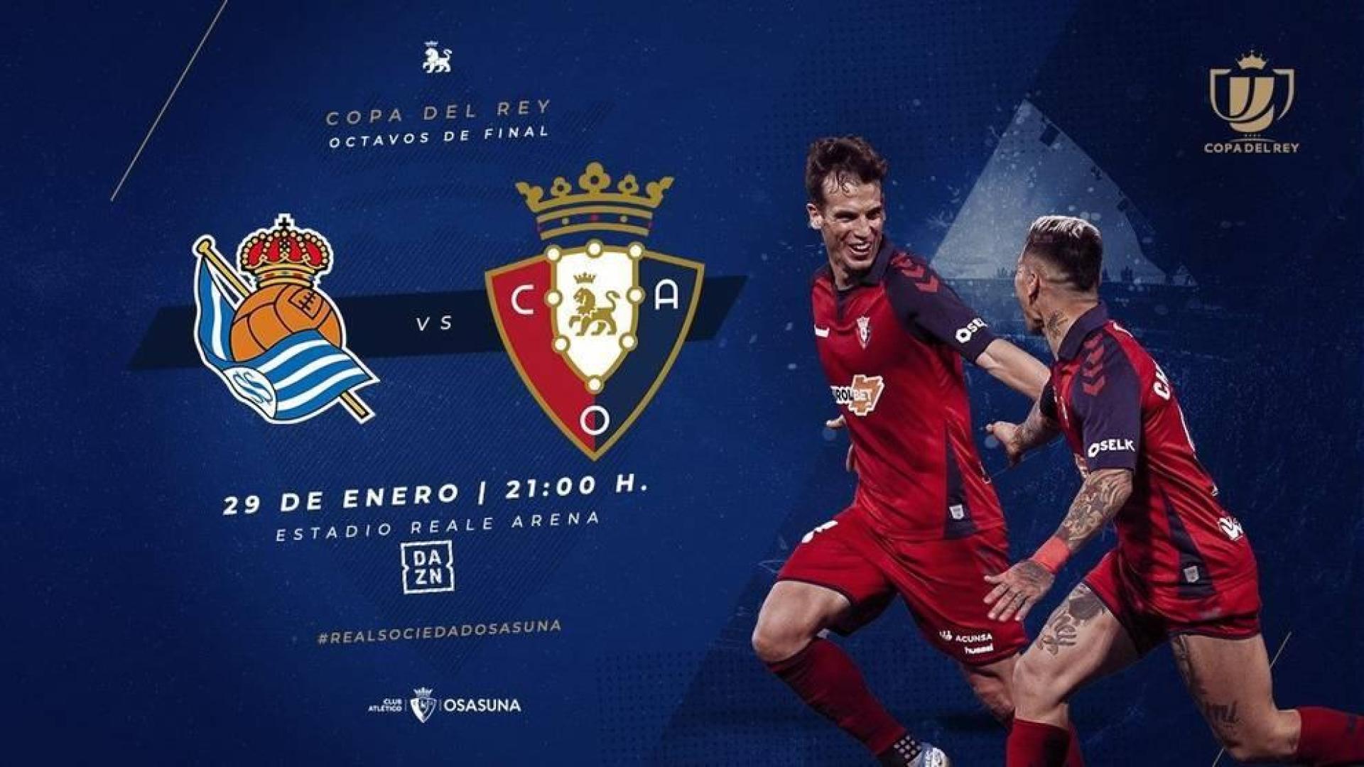 El partido Real Sociedad-Osasuna de Copa se jugará finalmente el miércoles 29