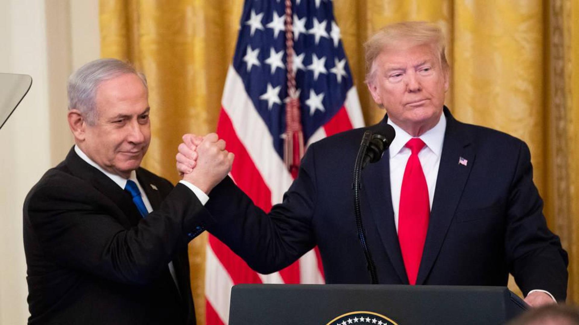 El presidente de Estados Unidos, Donald Trump, en laa rueda de prensa junto al primer ministro israelí, Benjamin Netanyahu