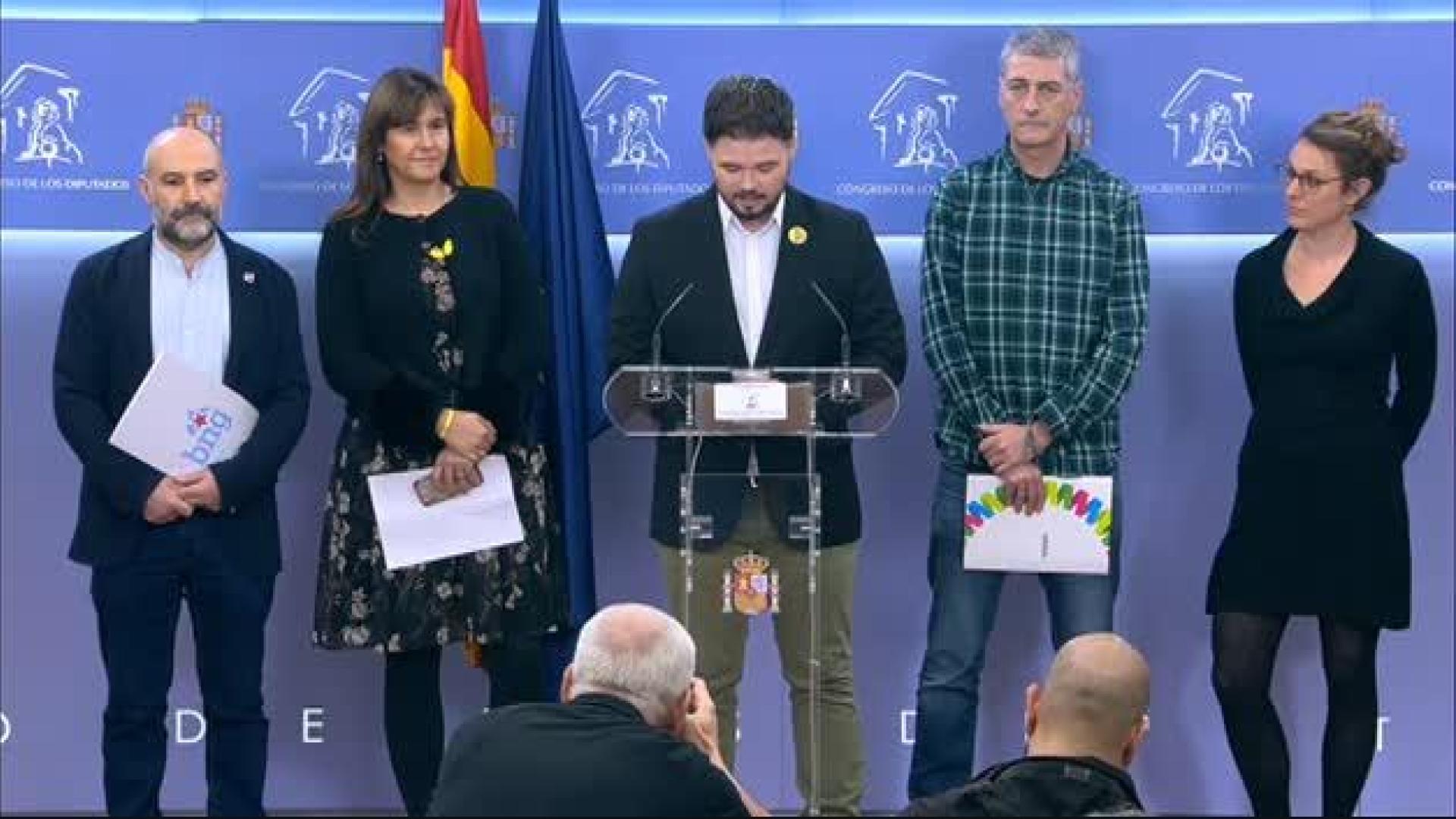 ERC, JxCat, la CUP, EH Bildu y el BNG plantan al rey en el arranque de la XIV legislatura
