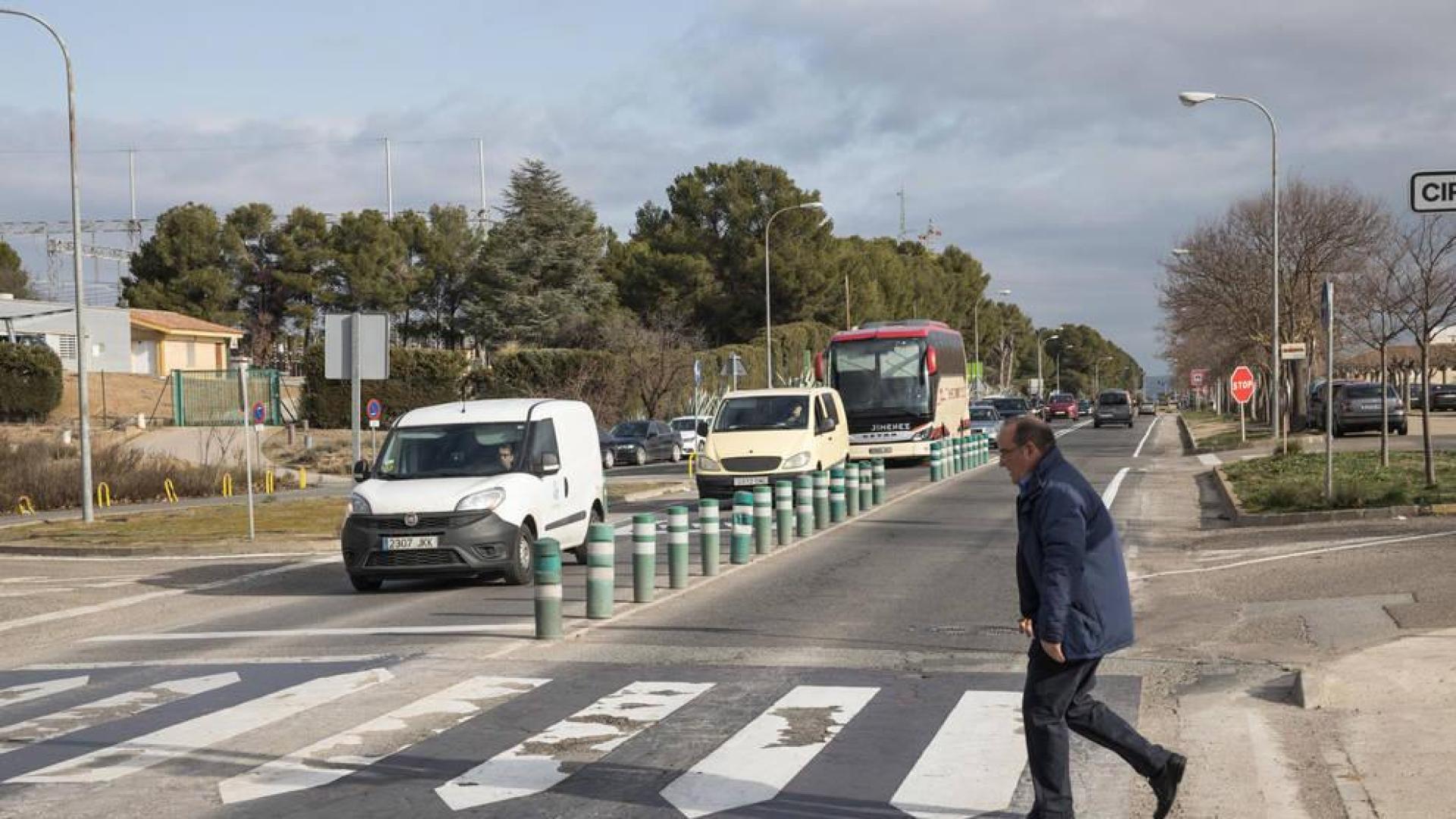 Una imagen de la entrada a Tudela por la N-121-C, a la altura del CIP ETI.