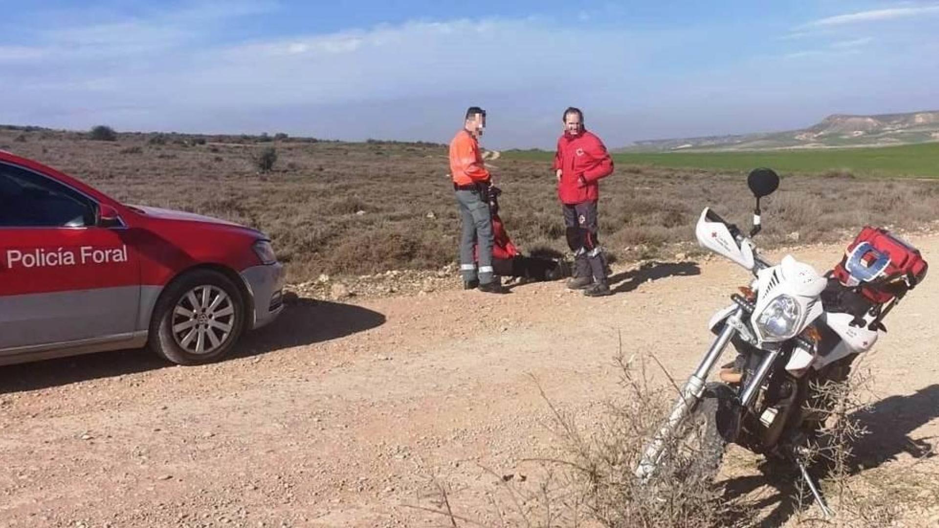 La Policía Foral atiende a un motorista herido en un accidente en Las Bardenas