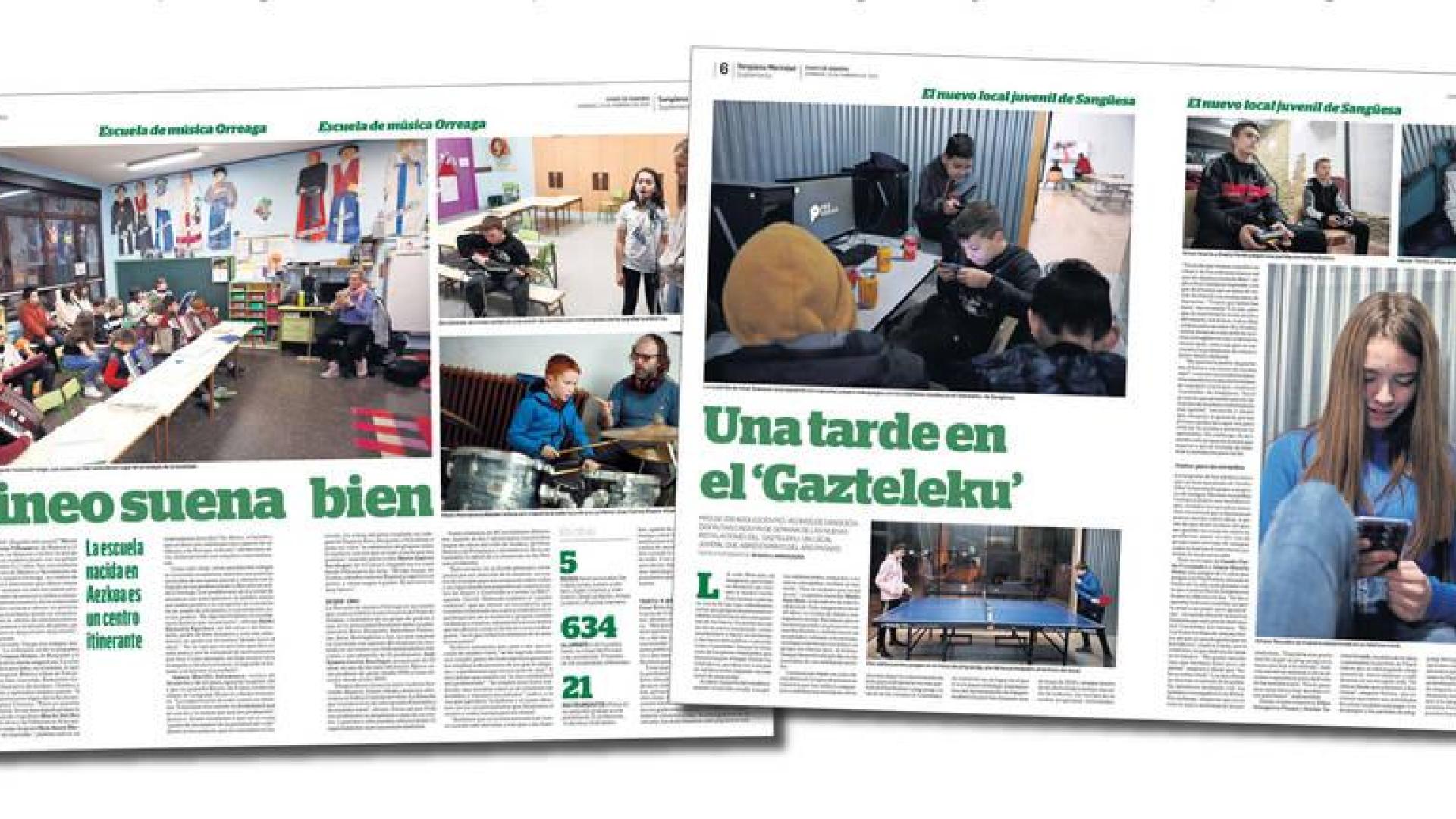 Cuatro de las páginas del suplemento 'Sangüesa y Merindad'.