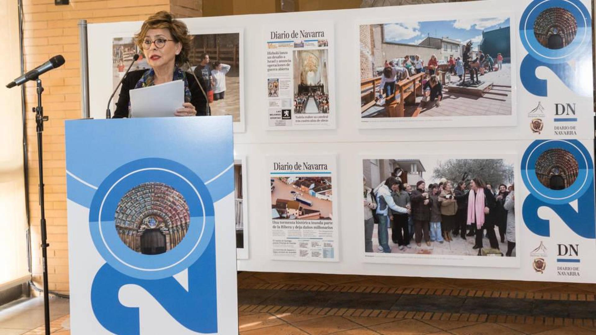 La directora de Diario de Navarra, Inés Artajo, durante su discurso en el acto de celebración del 20 aniversario de la Edición Ribera