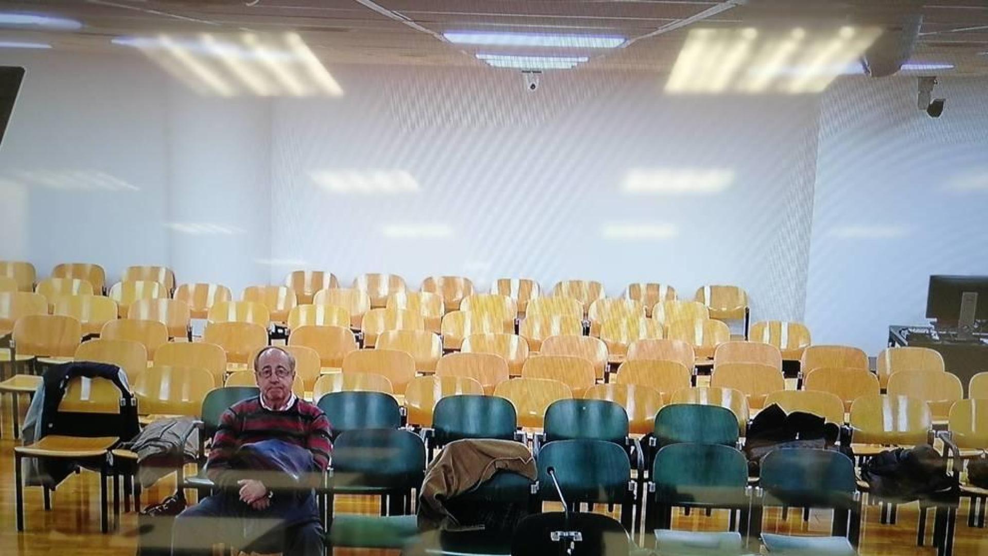 SOLO. Imagen tomada de la pantalla de la sala de prensa de la Audiencia Provincial de Navarra.