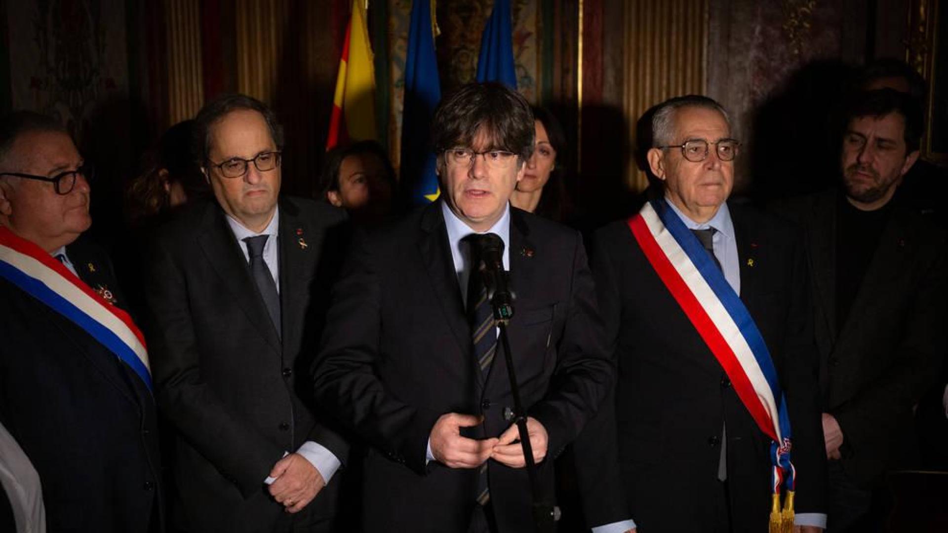 Torra, Puigdemont y el alcalde de Perpiñán.