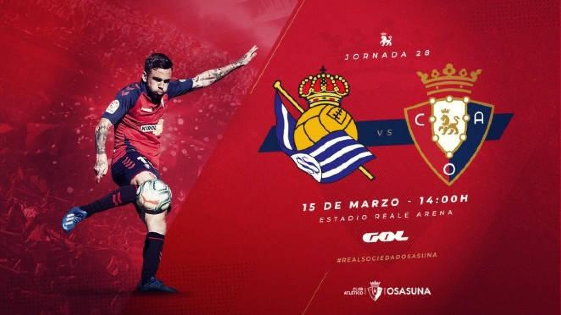 Osasuna se enfrentará a la Real Sociedad el próximo 15 de marzo.