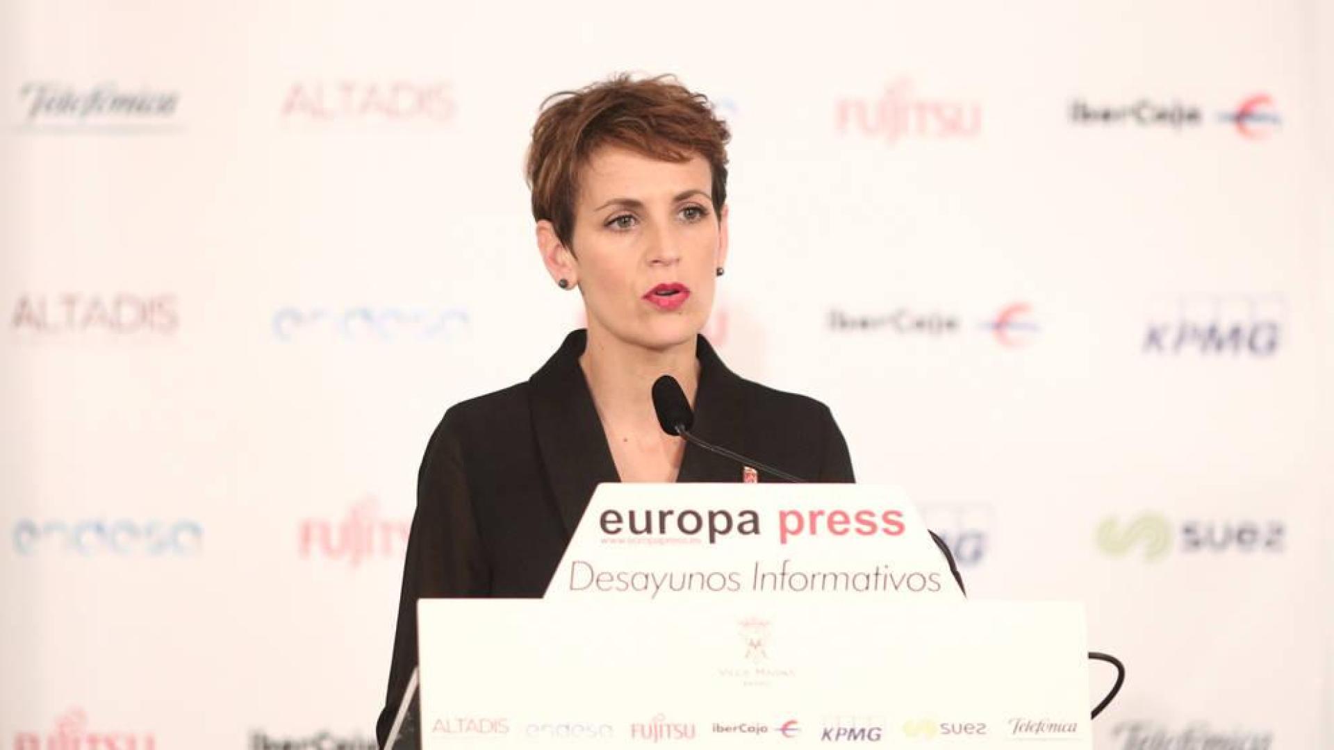 La presidenta del Gobierno de Navarra, María Chivite, interviene en el desayuno Informativo de Europa Press en Madrid