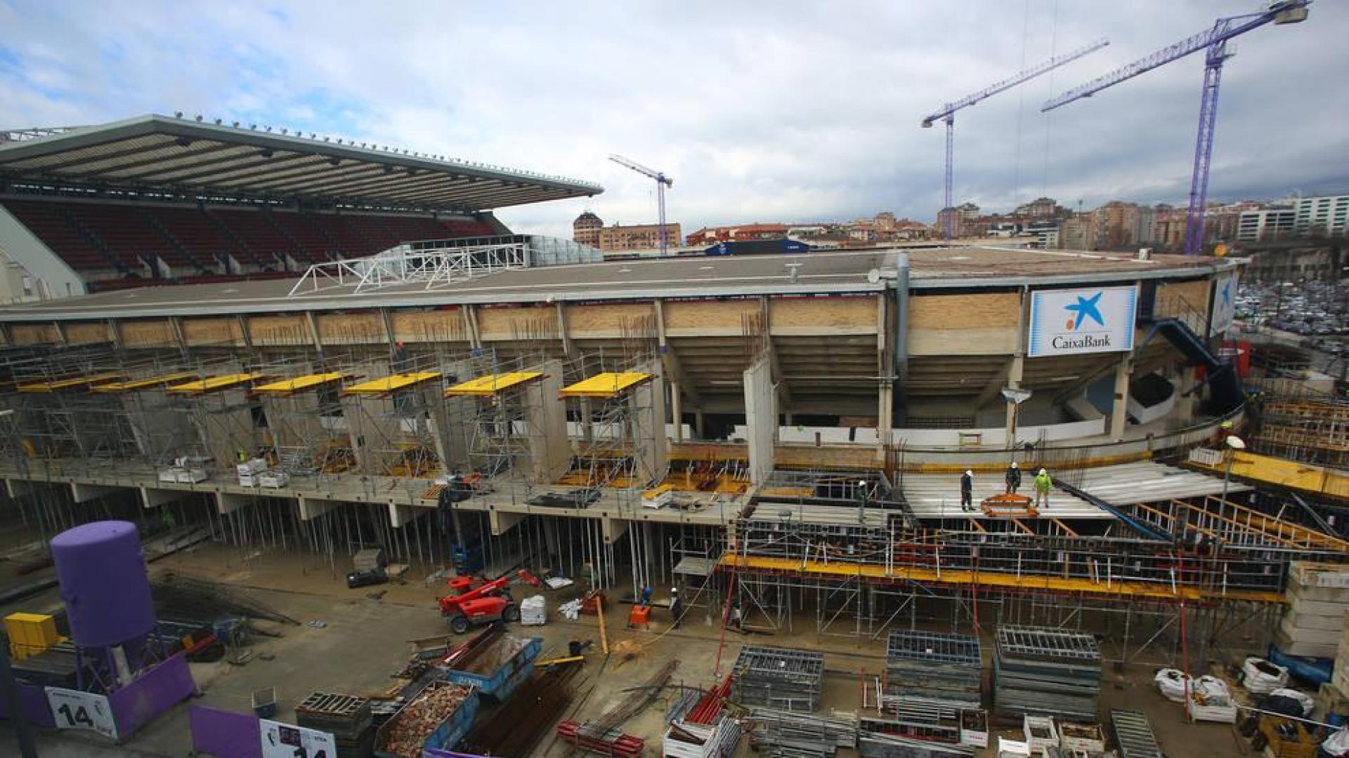Estado de las obras de El Sadar, hace un par de semanas, antes de la visita del Espanyol.