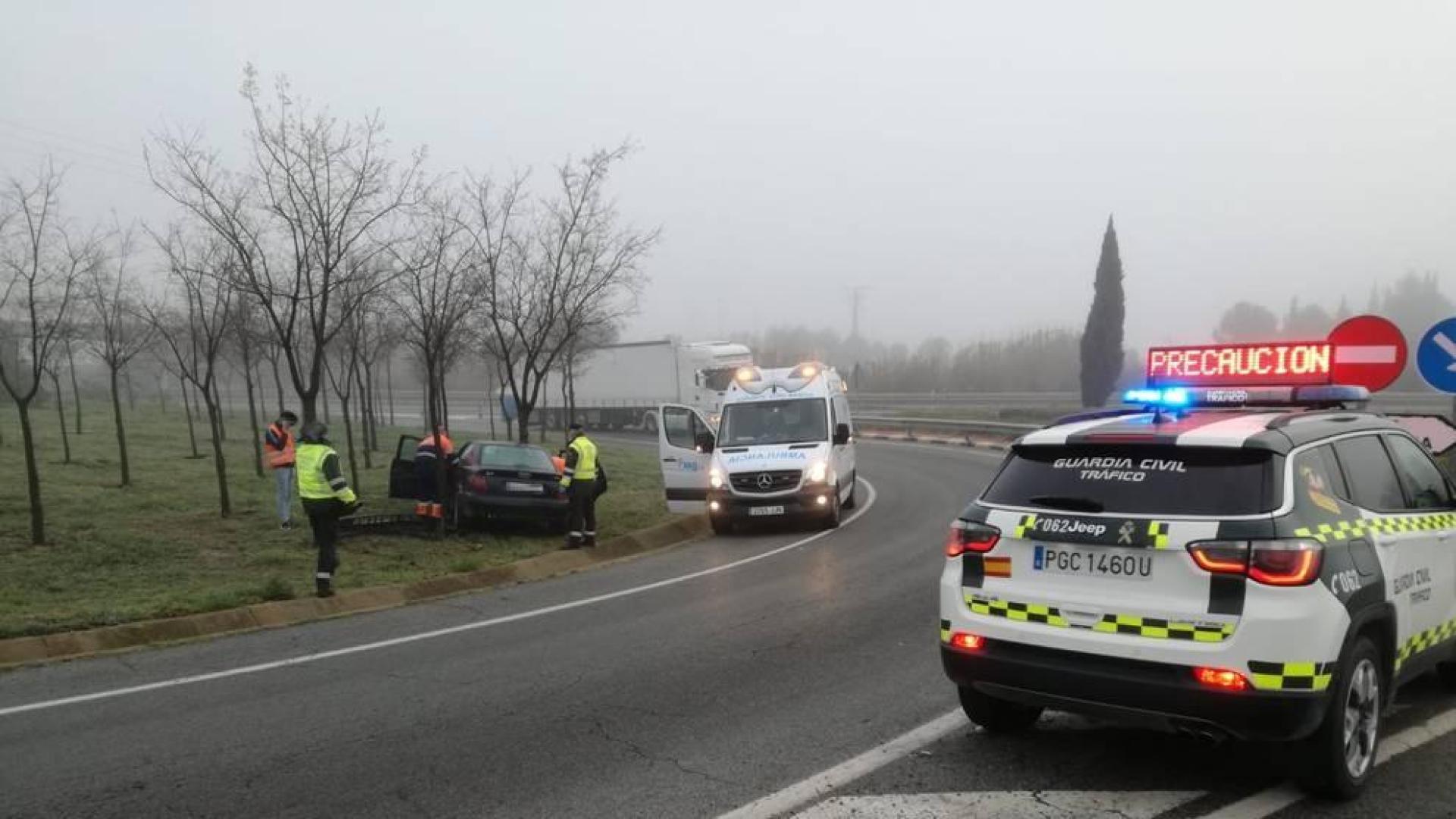 Trasladado al Reina Sofía de Tudela tras resultar herido en un accidente en la A-68