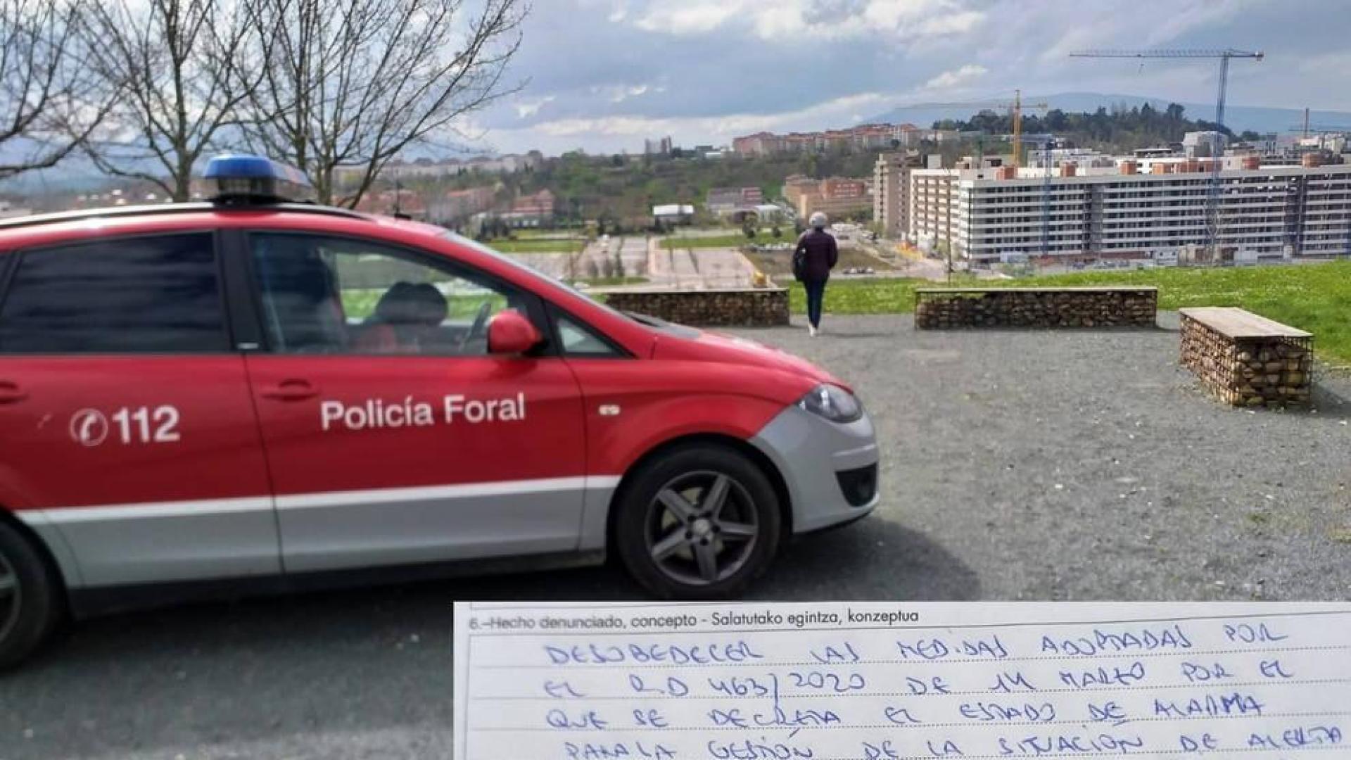 Denunciada tras ser sorprendida tomando el sol en un banco en Ripagaina