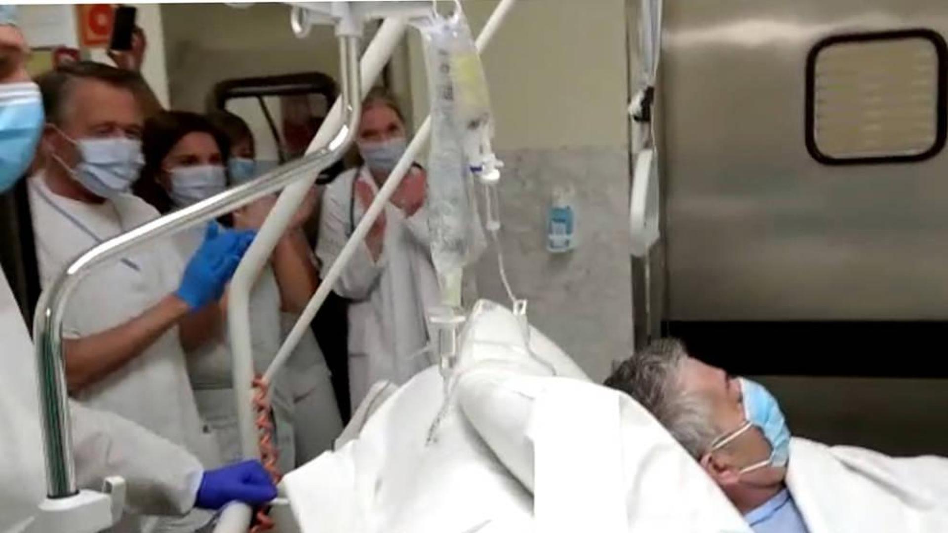 Primer paciente en salir de la UCI del hospital de Estella