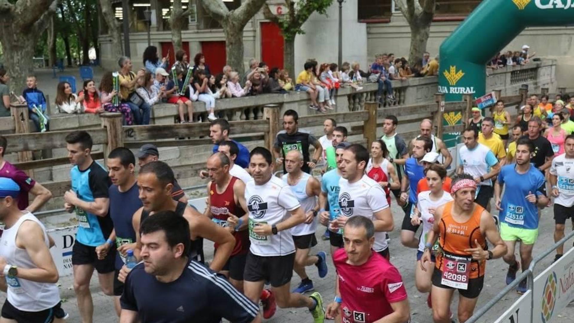 Salida de la edición del pasado año, desde el interior de la Plaza de Toros de Pamplona y por el callejón hacia la calle Duque de Ahumada.