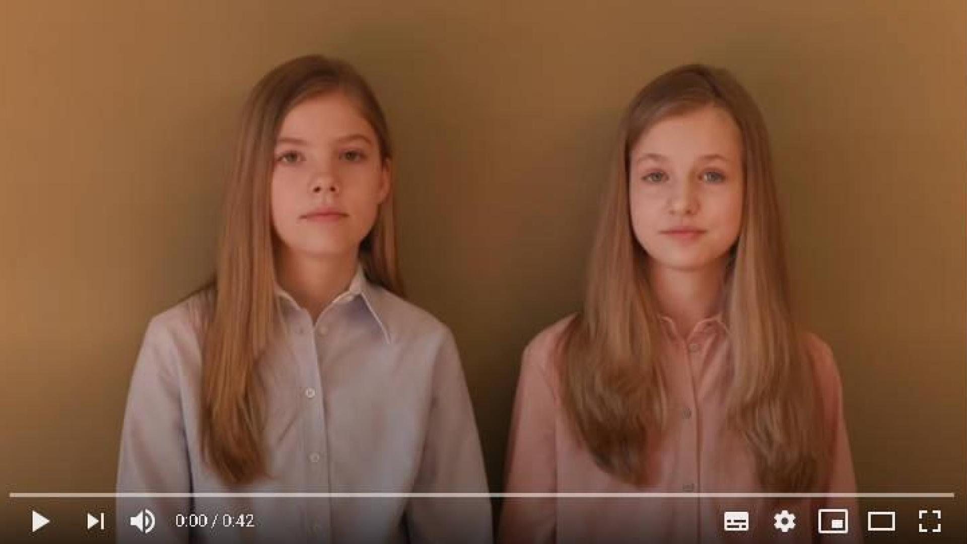 Fragmento del vídeo de agradecimiento de las infantas Leonor y Sofía.