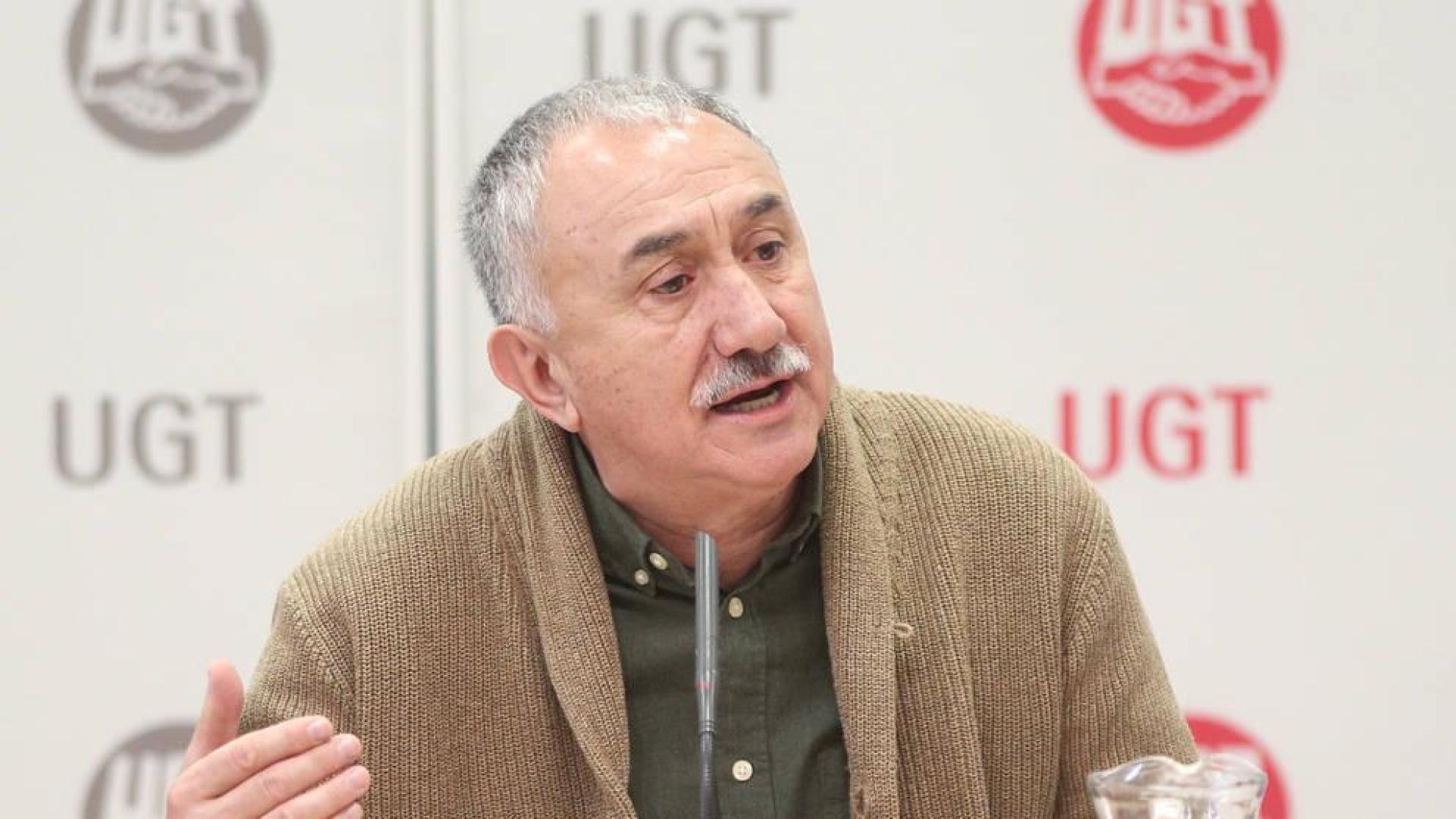 El secretario general de UGT, Pepe Álvarez, en una rueda de prensa en Madrid