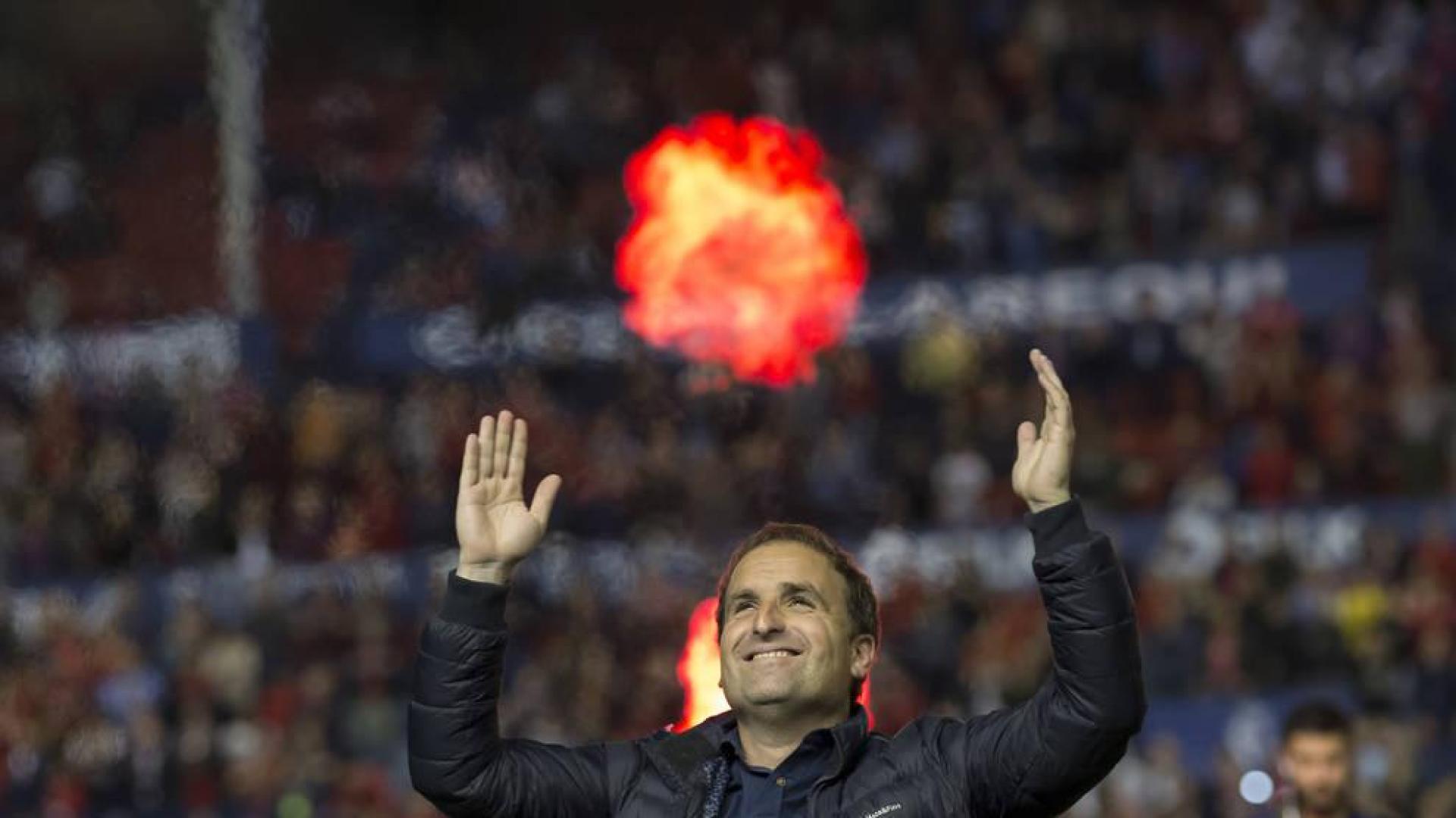 Felicidad plena en Jagoba Arrasate tal y como reflejó su rostro en las celebraciones del ascenso de hace un año.