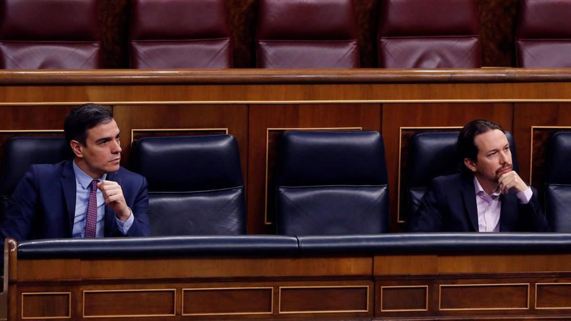 Sánchez e Igleisias, en el Congreso de los Diputados.