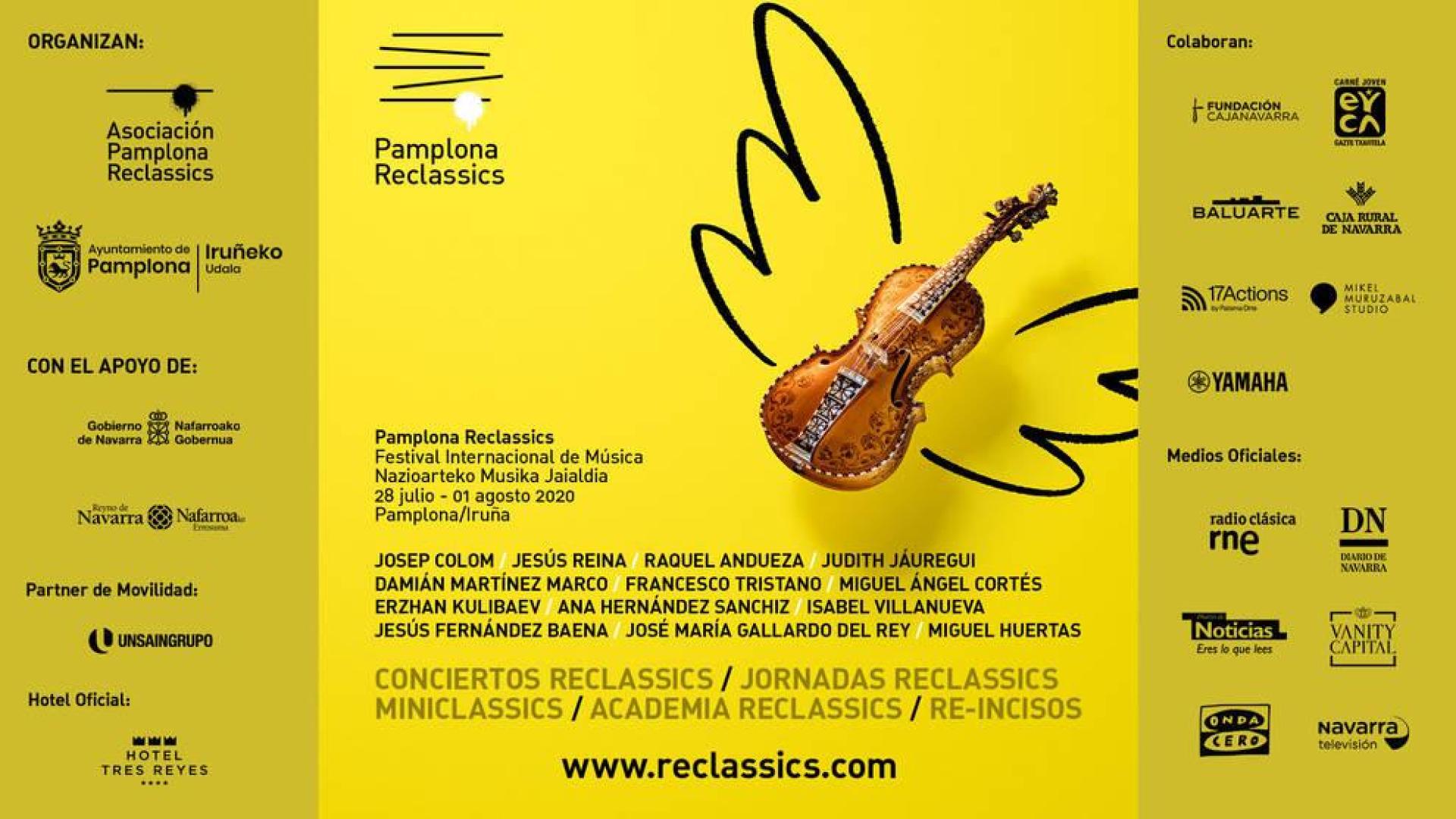 Cartel del festival Pamplona Reclassics de música clásica.