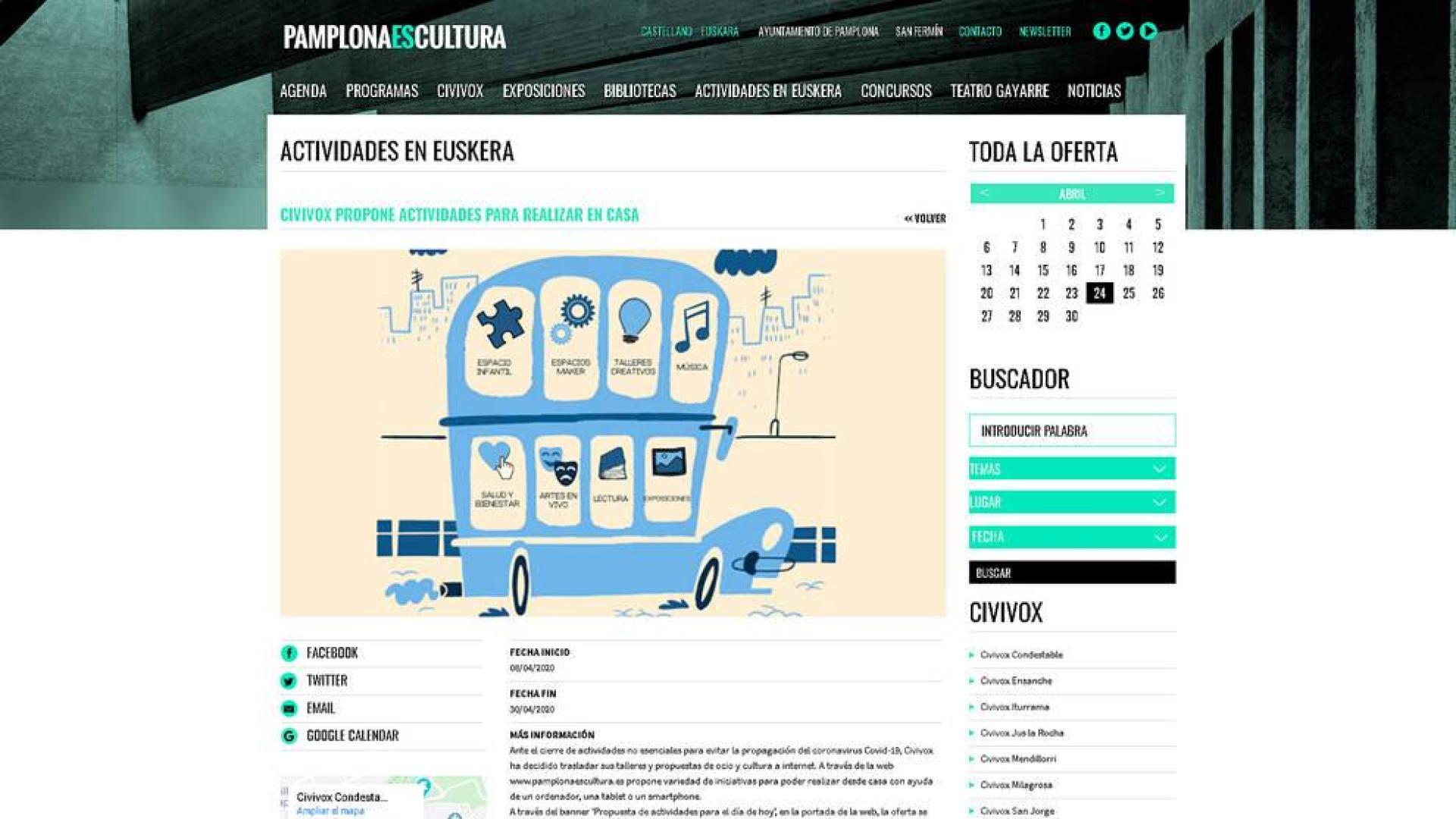 Pamplona programa talleres artísticos online para trabajar en familia