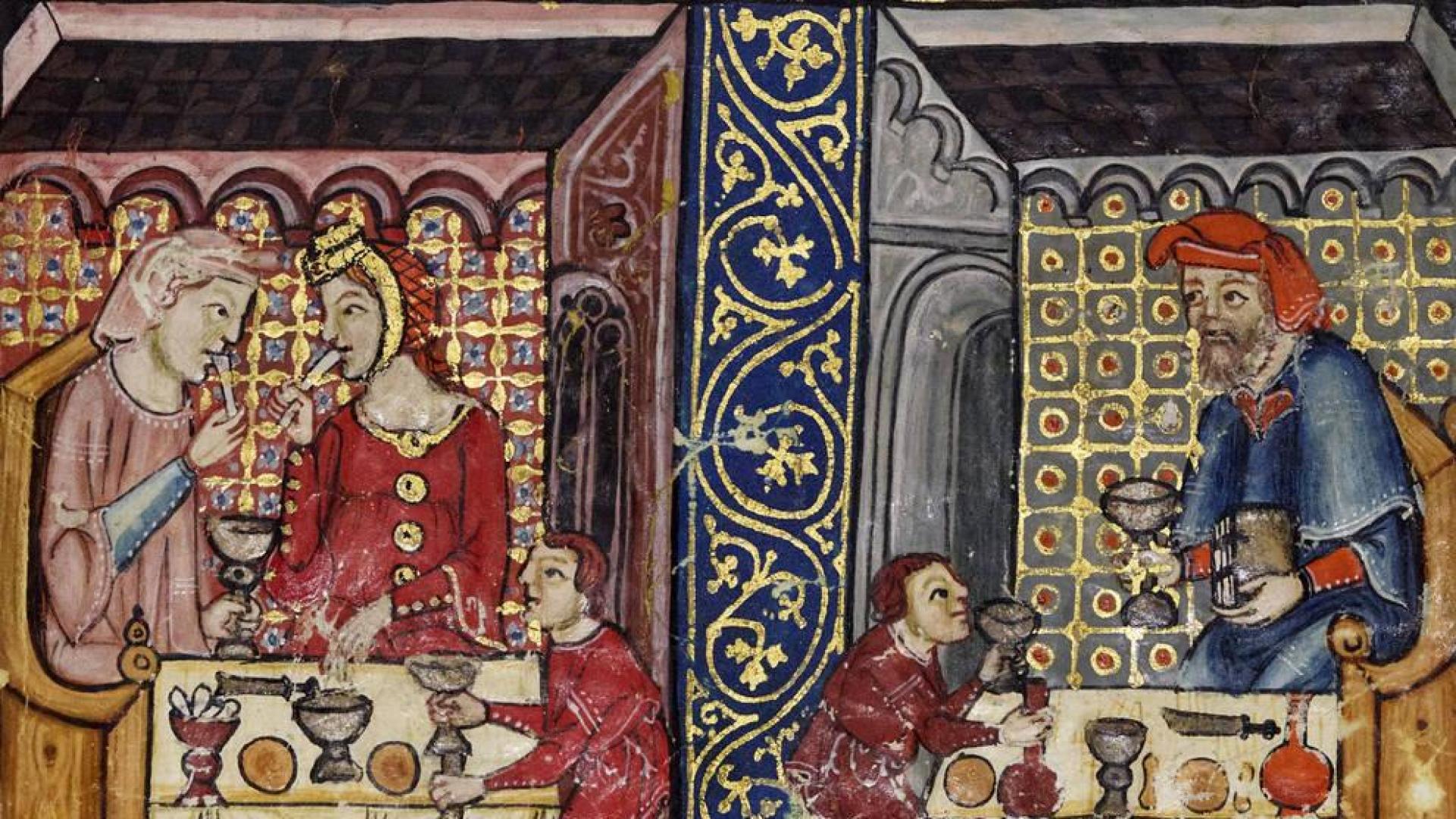 Imagen de la Ilustración de la hagadá Rylands (Cataluña, s. XIV). Biblioteca de la Universidad de Mánchester