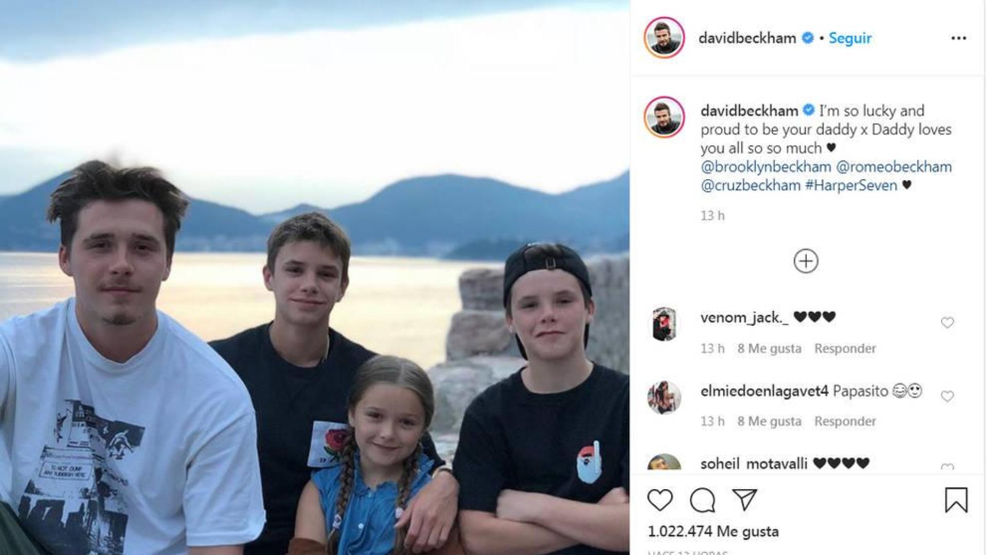 Fotografía Instagram David Beckham en el Día del padre.
