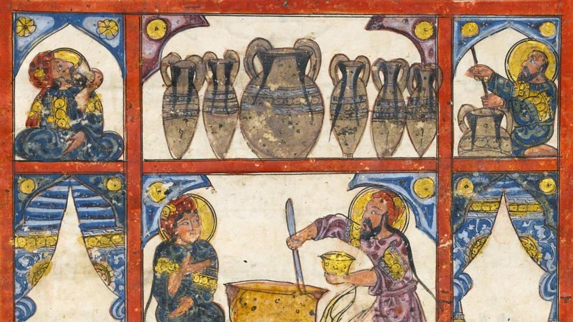 Imagen de una ilustración de un manuscrito árabe del siglo XIII, en Metropolitan de Nueva York. r. c.