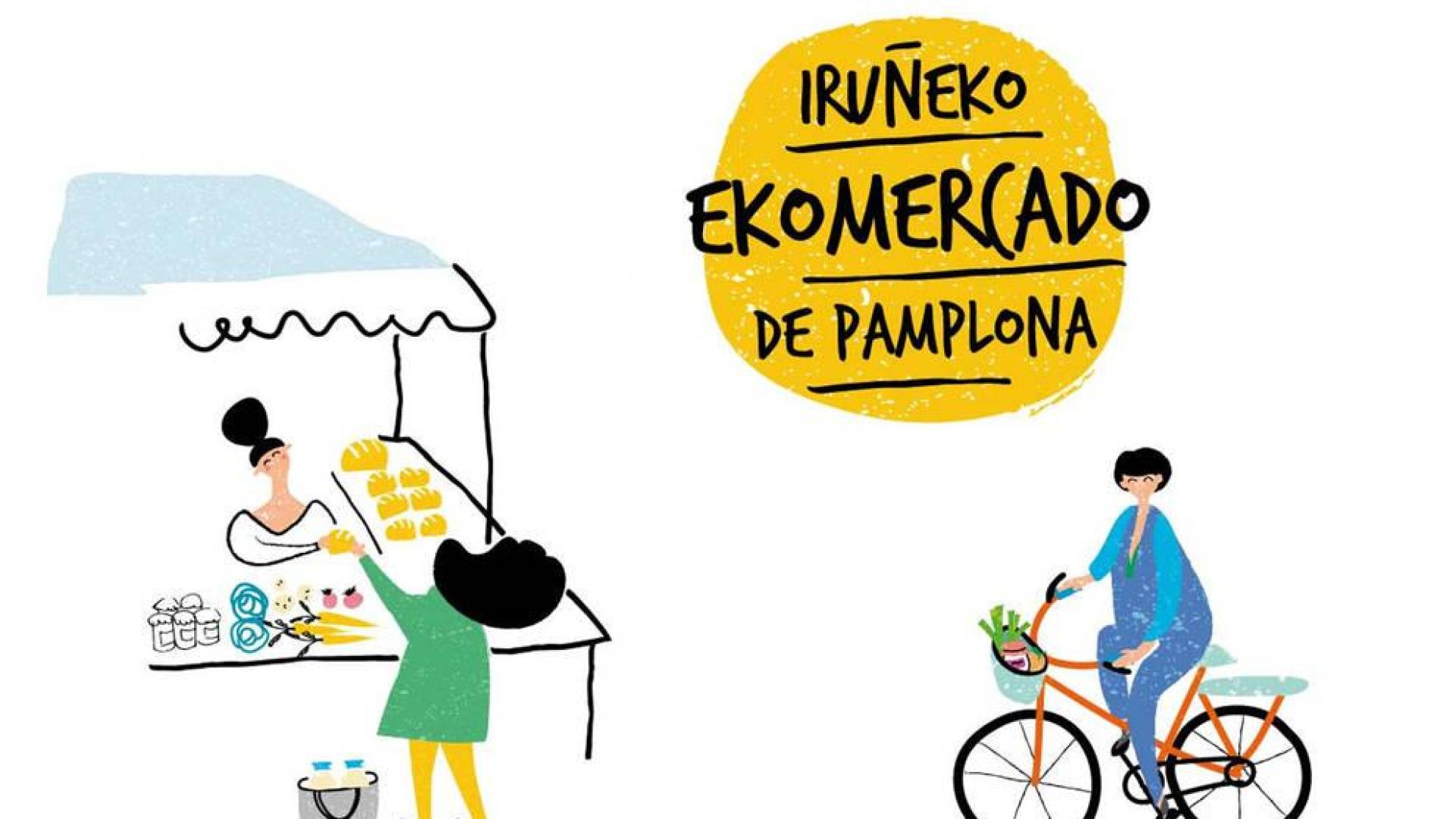 Cartel anunciador del EKOmercado de Pamplona.