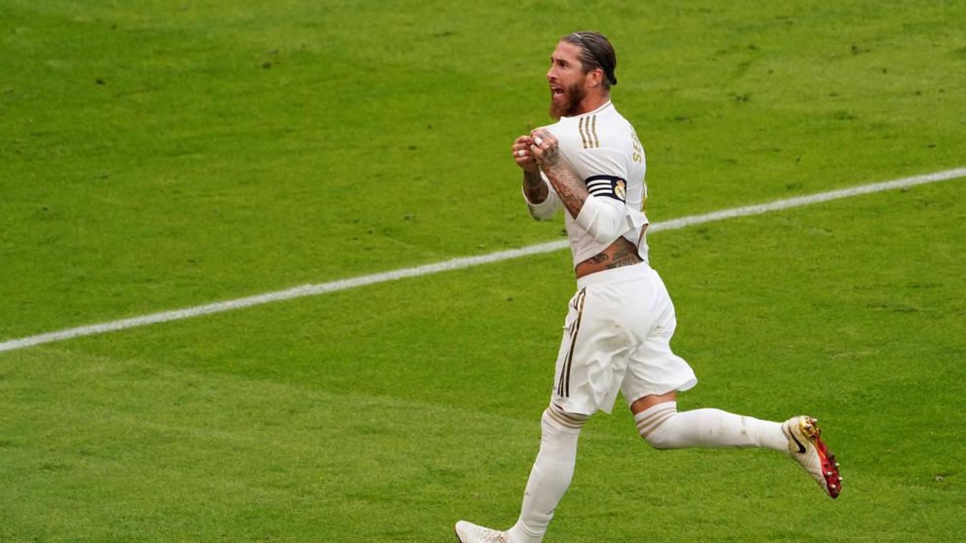 Ramos celebra su tanto ante el Athletic.
