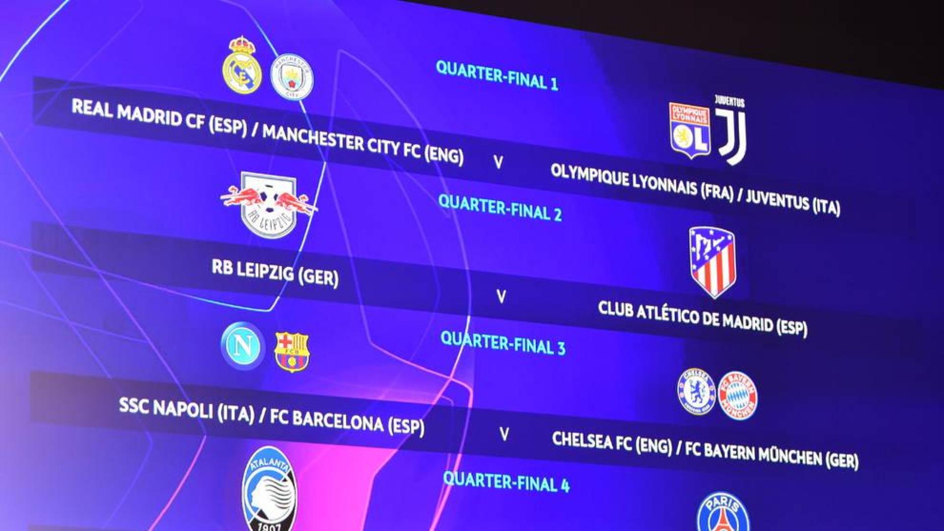 Cuadro de cruces tras el sorteo de la fase final de la Champions.
