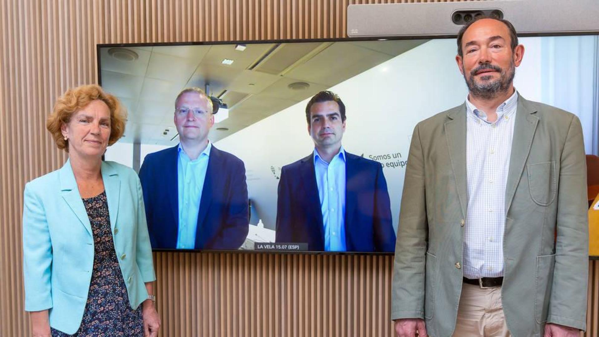 De izquierda a derecha, Iciar Astiasarán, Ricardo Martín, Carlos Casas y Jesús López Fidalgo, durante la colaboración formalizada hoy en un evento telemático.