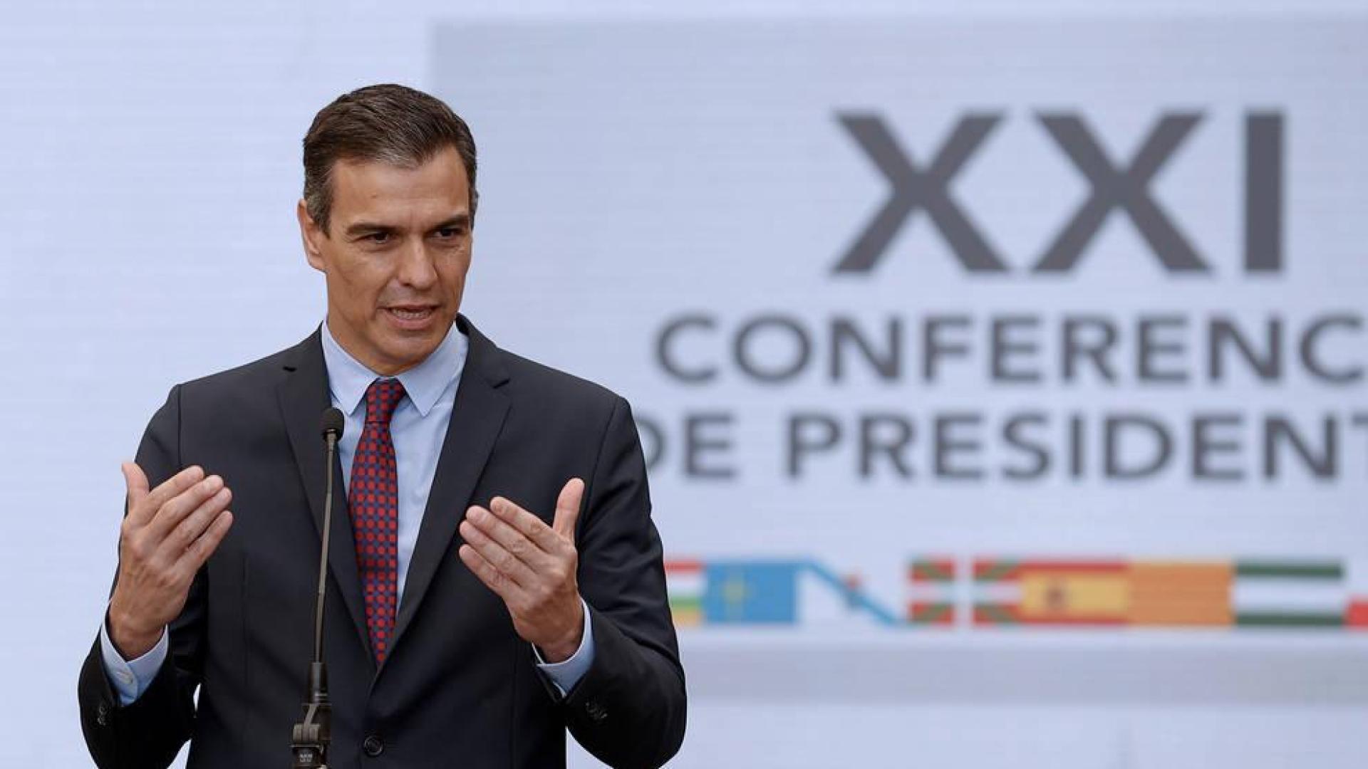 Pedro Sánchez, al inicio de la conferencia de presidentes.