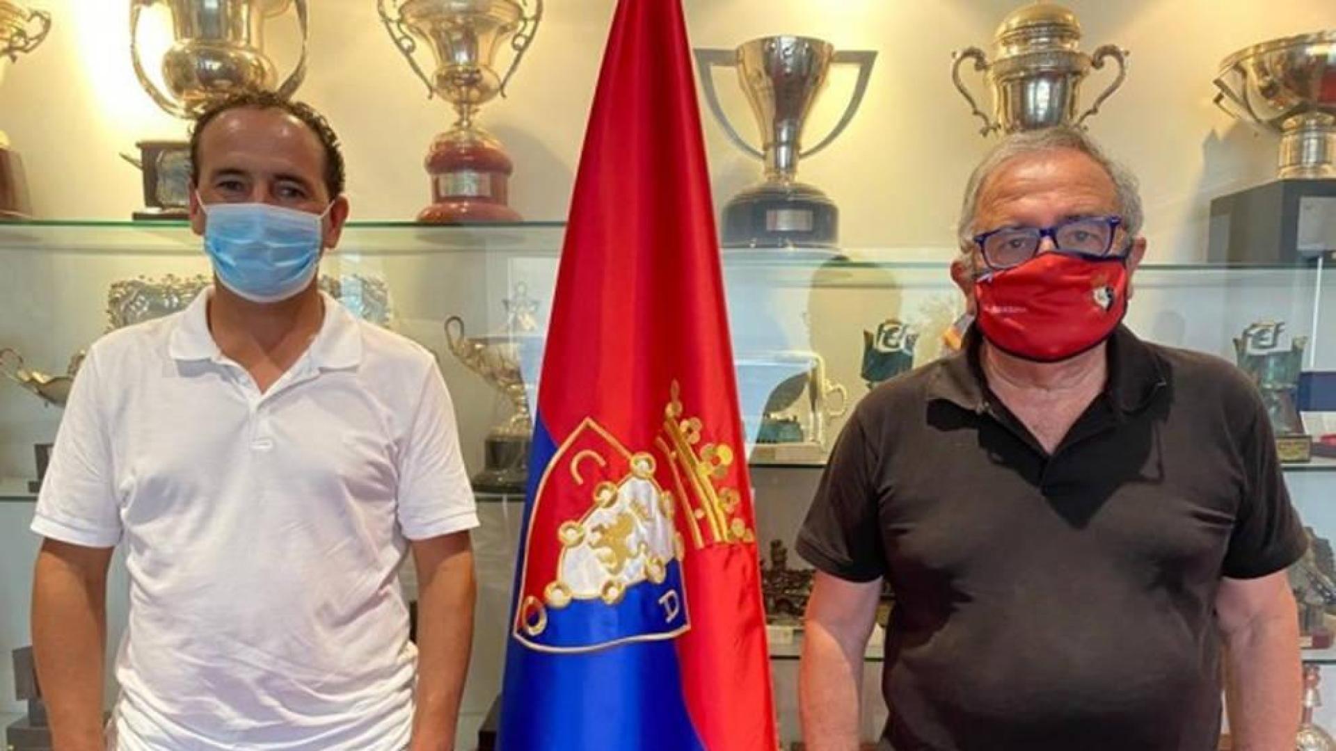 Luis Sabalza y Bautista Mena, presidentes de Osasuna y Valtierrano.